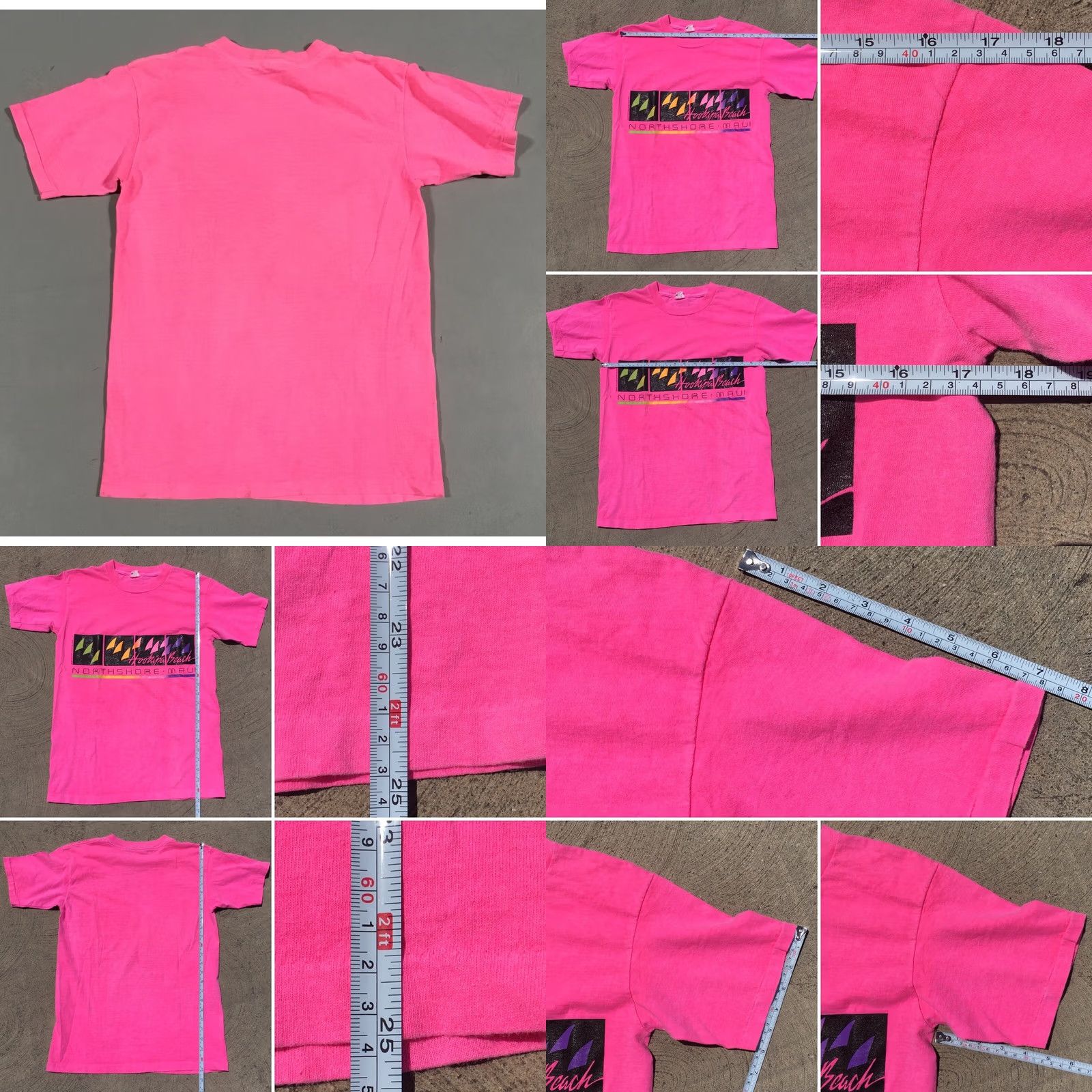 Vintage VINTAGE Hookipa Beach North Shore Maui Neon Graphics T-Shirt 1987 M Mens Short Sleeve 100% Cotton Pink Geometric 80s Graphic Tee Size US M / EU 48-50 / 2 - 8 Thumbnail