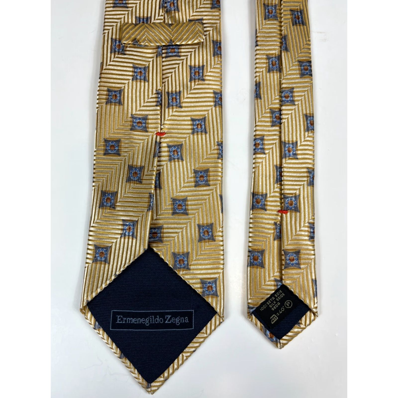 Ermenegildo Zegna VINTAGE Ermenegildo Zegna Silk Tie Foulard Gold Made in Italy Men’s Tie 57"-60" Wide 3.75" 100% Silk"} Size ONE SIZE - 6 Thumbnail
