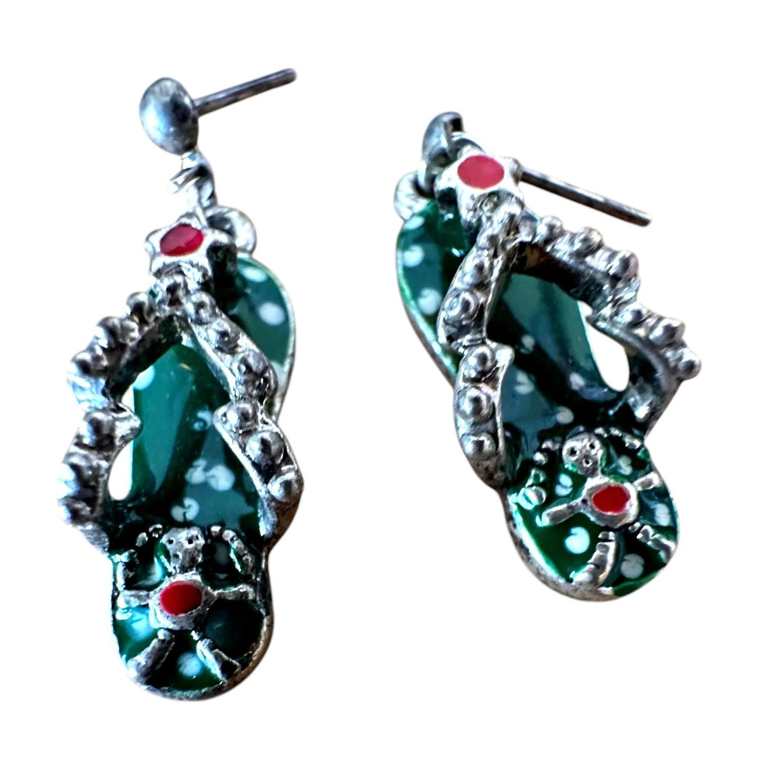 Handmade × Vintage Christmas Flip Flop Dangle Earrings Size ONE SIZE - 10 Thumbnail