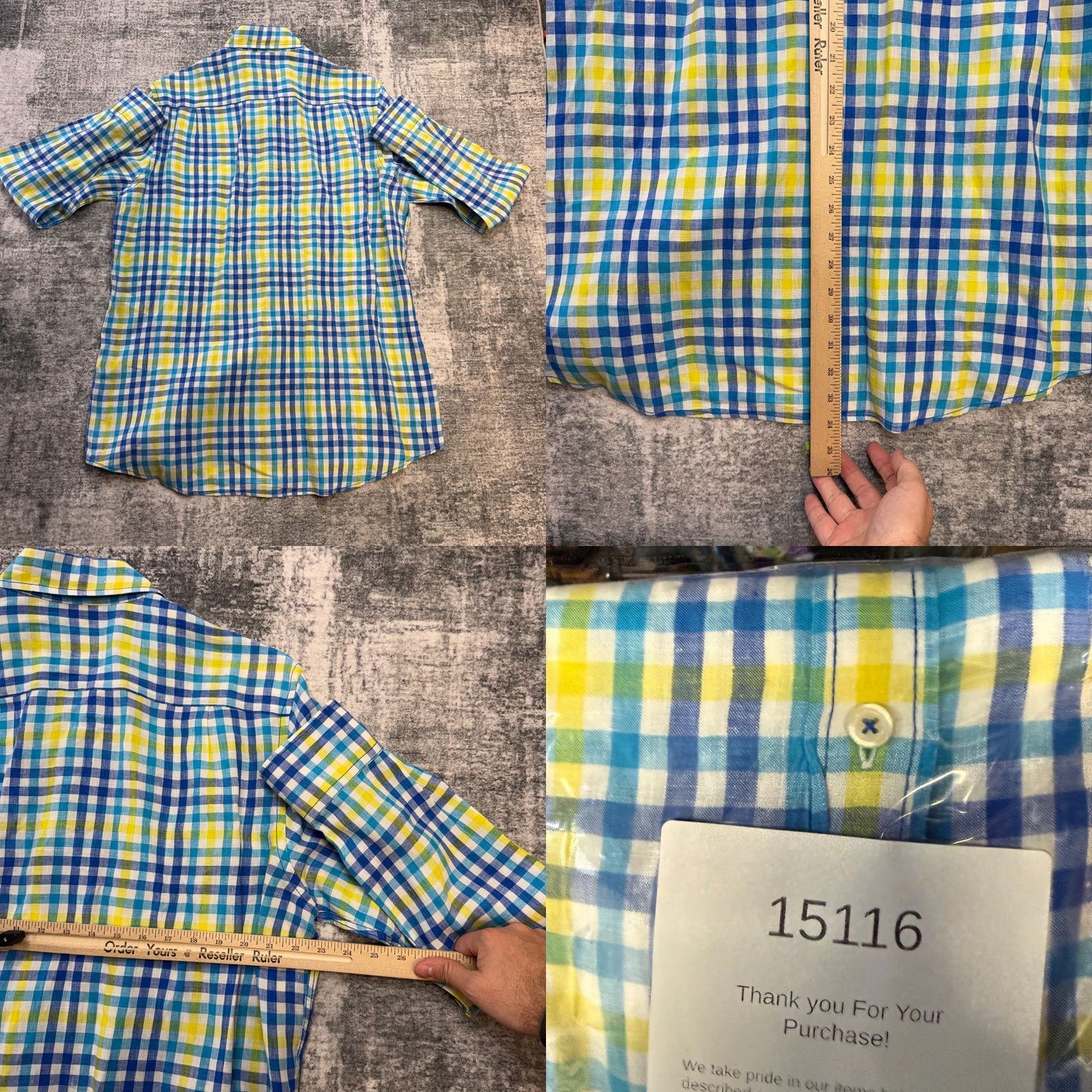 Boden Boden Shirt Mens XL Blue Yellow Check Linen Button Up Preppy Coastal Beach Derby Shirt Size US XL / EU 56 / 4 - 8 Thumbnail