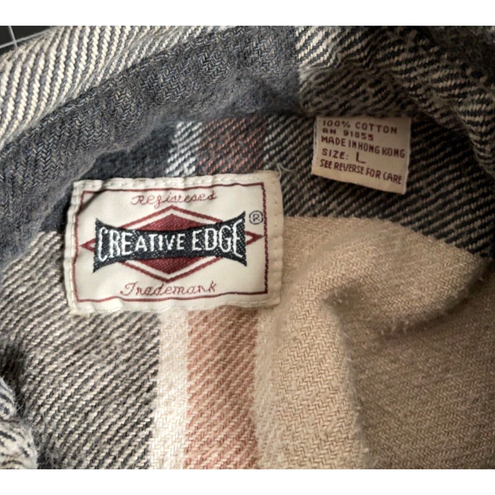 Vintage VINTAGE Creative Edge Shirt Adult Large Beige/Black Check Flannel 90s Grunge Workwear Mens Size US L / EU 52-54 / 3 - 4 Thumbnail