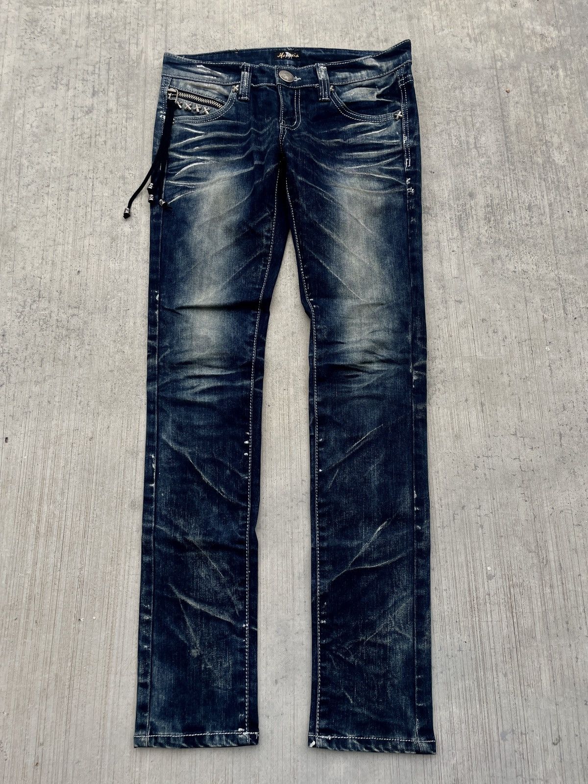 2000s JAPANESE BRAND MARAXIA LACES WAX CROSS POCKET SKINNY