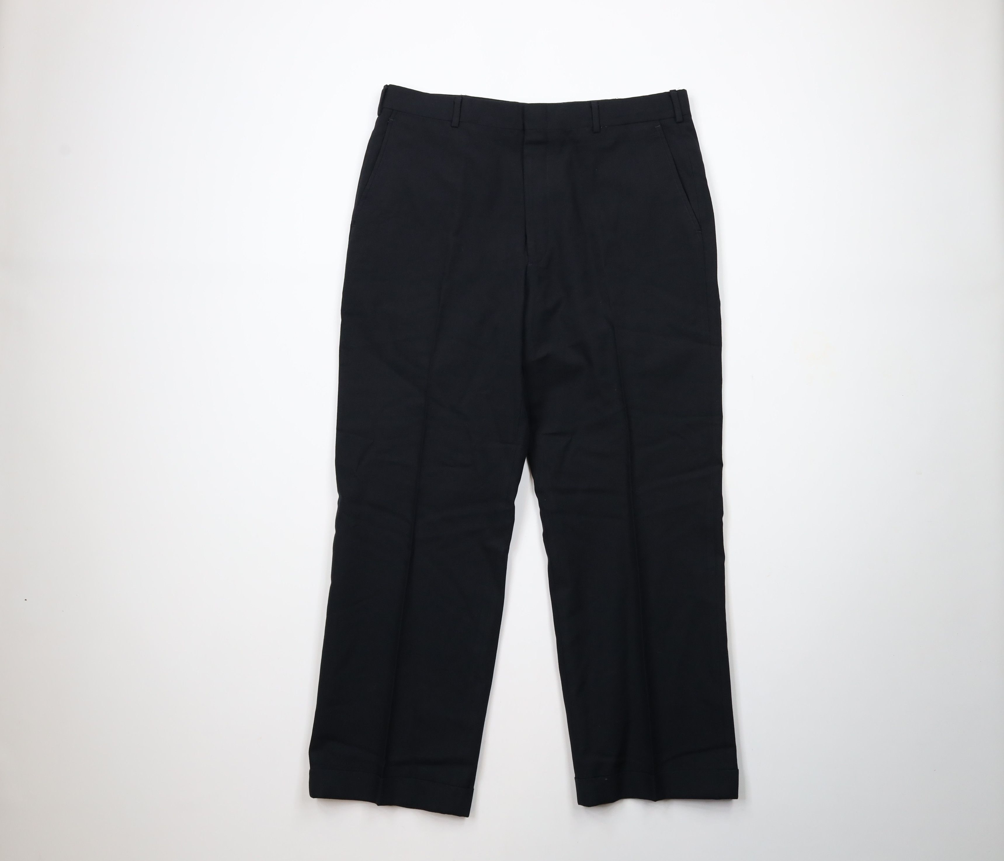 Vintage Vintage 90s Streetwear Cuffed Wide Leg Chino Pants Black USA Size US 34 / EU 50 - 1 Thumbnail