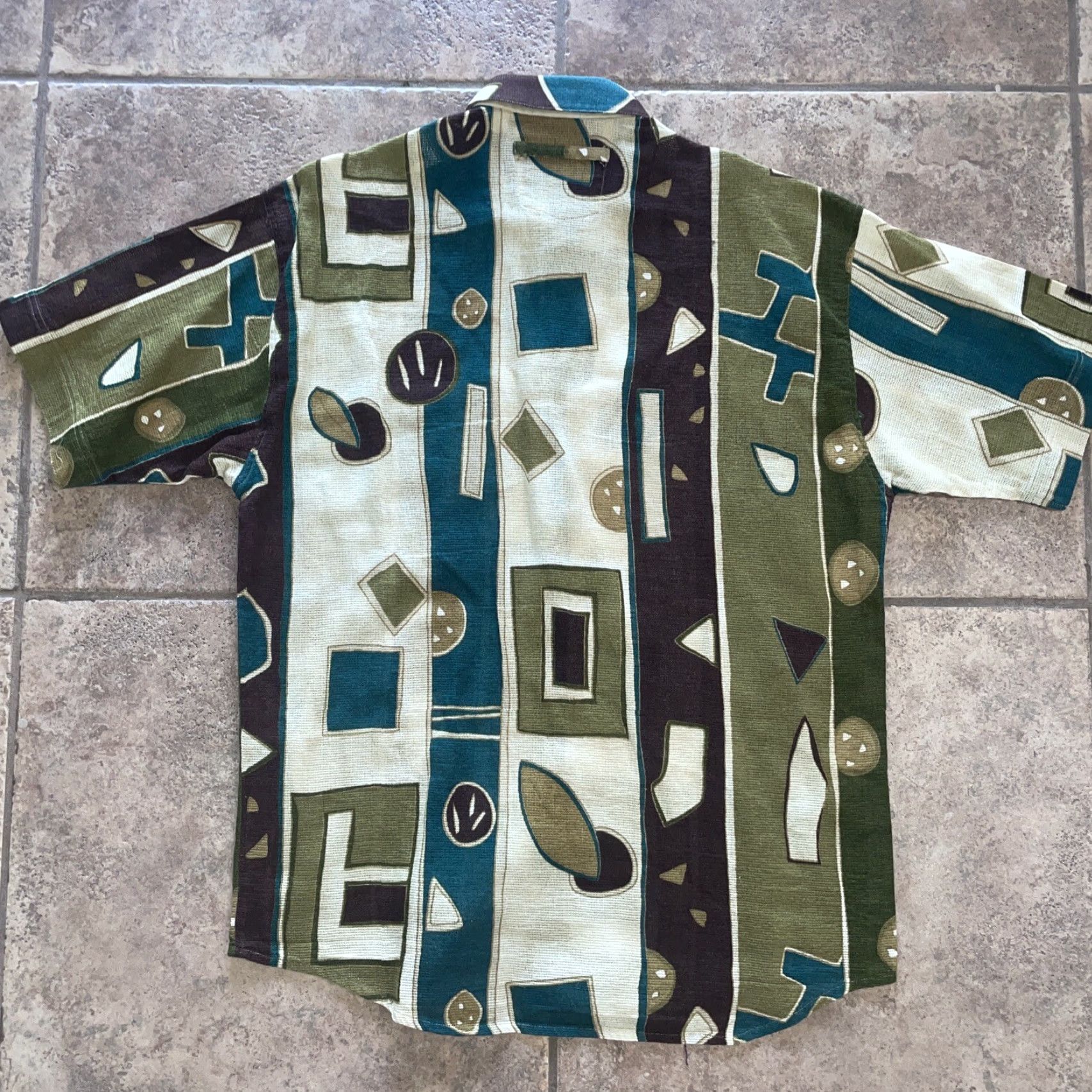 Vintage VINTAGE Haupt Shirtmaker Cotton Geometric Print Button Shirt Mens M 39-Germany Green Short Sleeve Shirt Mens Size US M / EU 48-50 / 2 - 4 Thumbnail
