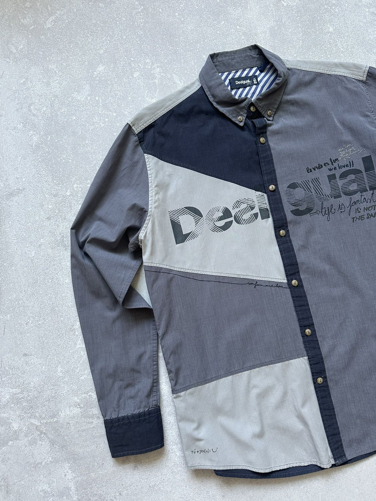 Desigual DESIGUAL Regular Fit Blue Check Plaid Long Sleeve Size XL Size US XL / EU 56 / 4 - 3 Thumbnail
