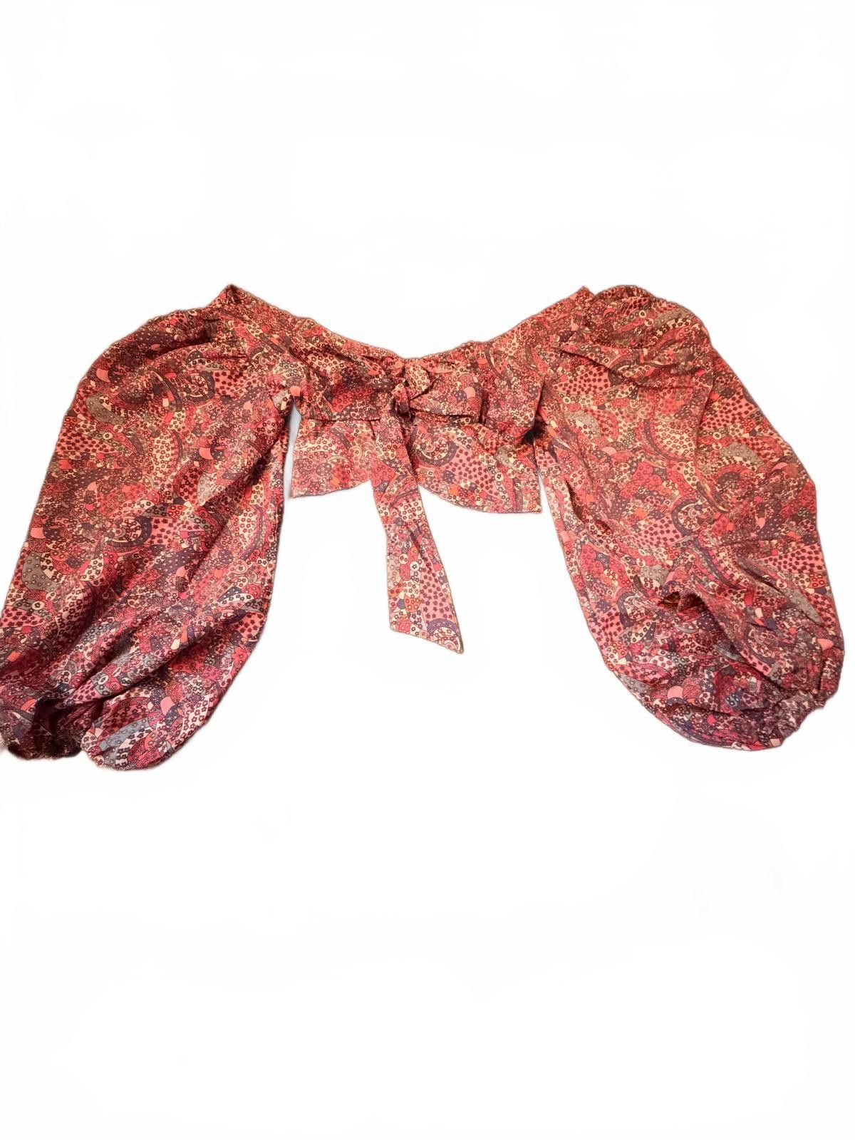 Other For Love & Lemons Paisley Purple Ruffle Crop Top with Tie Size ONE SIZE - 2 Thumbnail