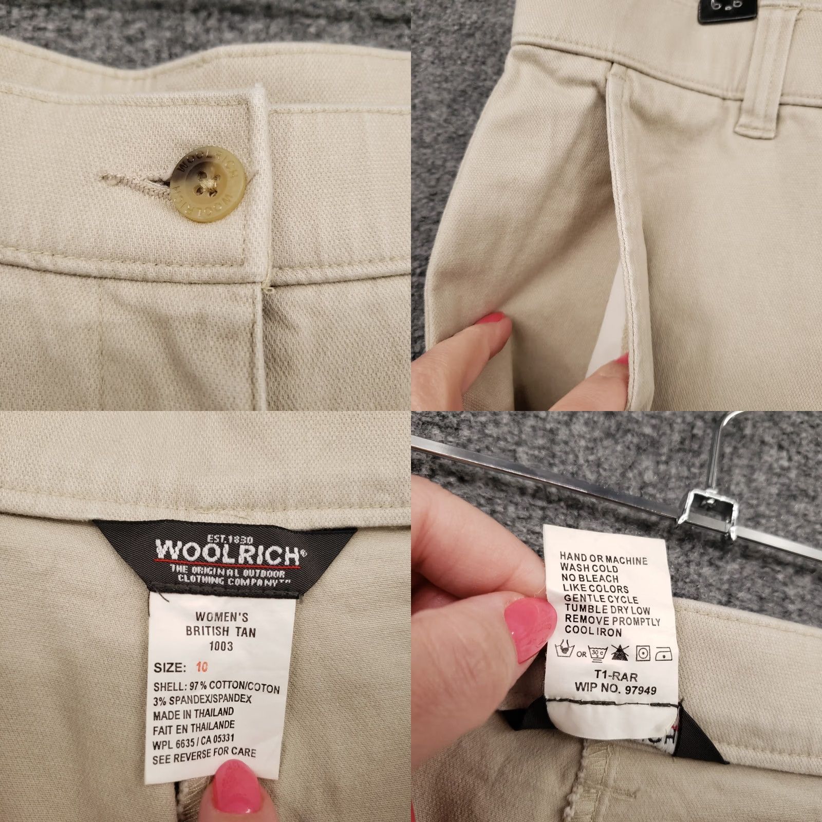 Vintage Woolrich Pants Womens 10 Beige Chino High Rise Straight Leg Stretch Trouser Shirt? Size 32" / US 10 / IT 46 - 8 Thumbnail