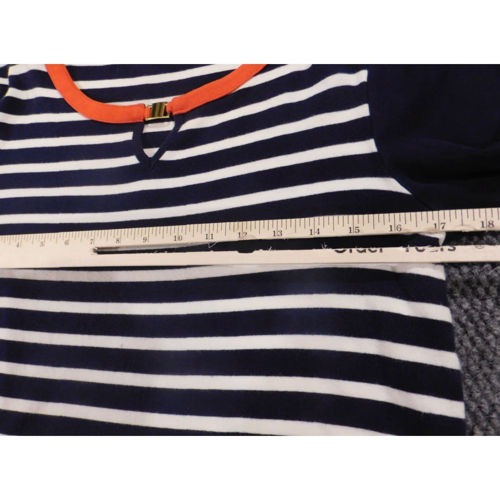 Jones New York Jones New York Womens Sweater L Blue Striped Pullover Knit 100% Cotton Open-Knit Stretch Sports Regular Women Size L / US 10 / IT 46 - 6 Thumbnail