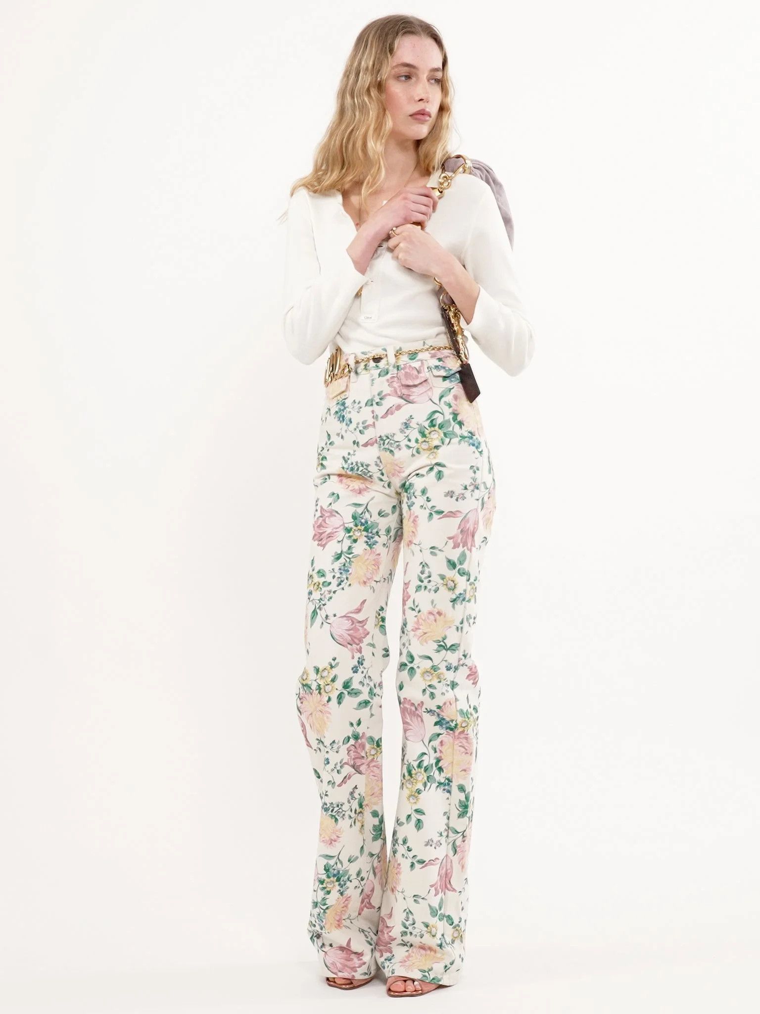 Chloe o1loc1c10326 High-Rise Flare Jeans in Grizzled Blue Size 27" / US 4 / IT 40 - 3 Thumbnail