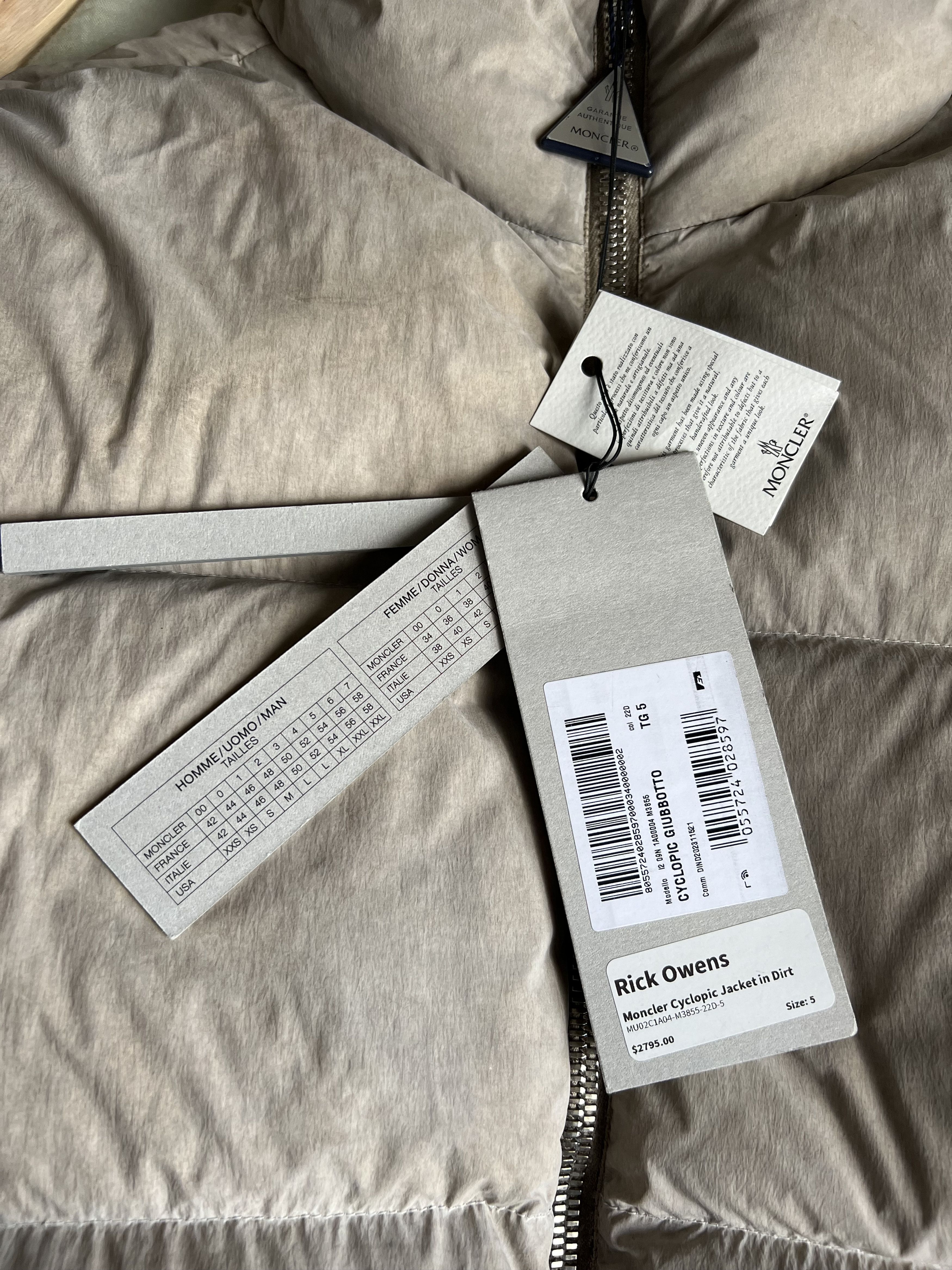 Moncler × Rick Owens Rick Owens Moncler Cyclopic Jacket in Dirt Size US XL / EU 56 / 4 - 11 Thumbnail