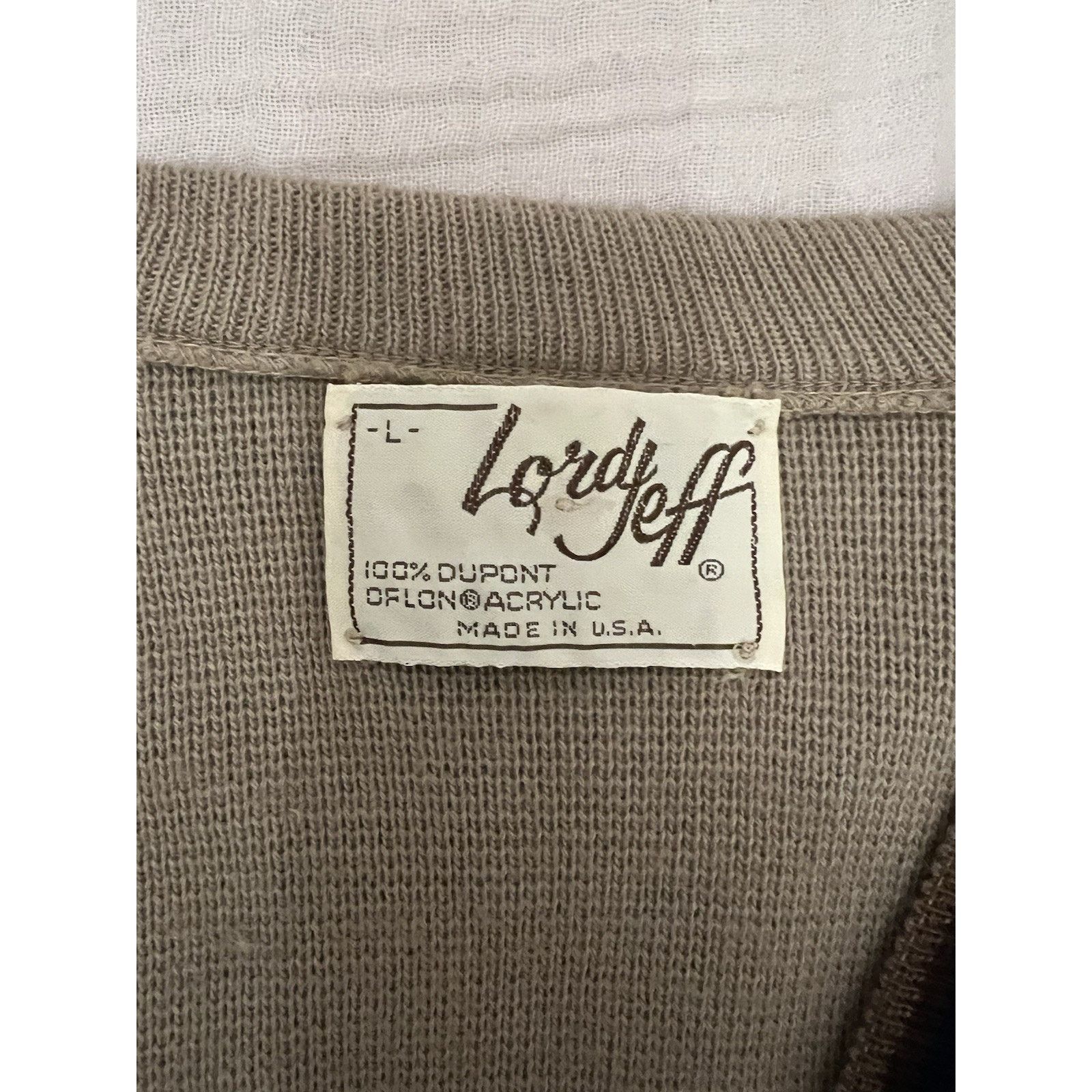 Other Lord Jeff 70’s Vintage V-neck Beige Sweater Made In USA SZ L Size US L / EU 52-54 / 3 - 8 Thumbnail