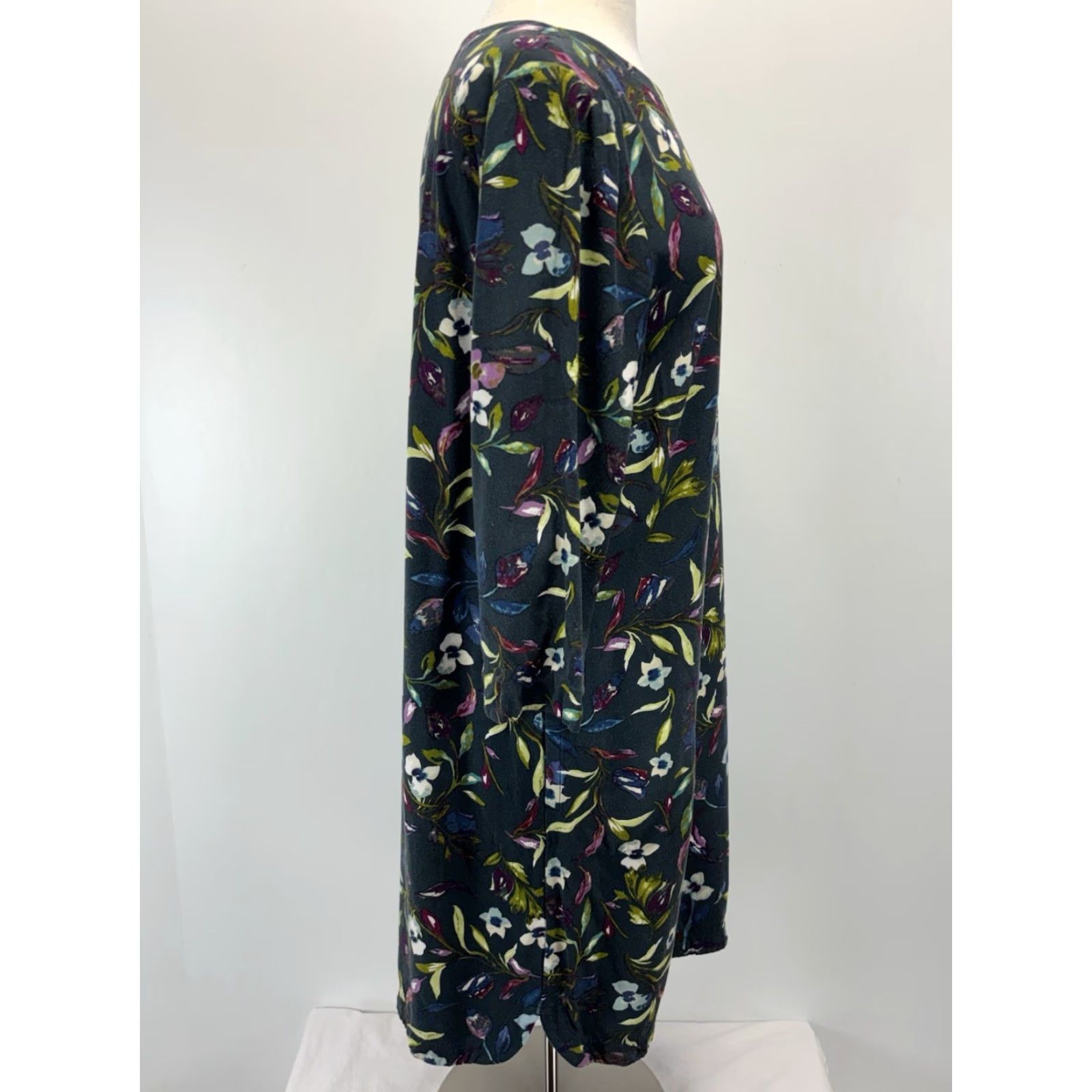 J. Jill J. Jill Floral Shift Dress L 3/4 Sleeve Rayon Pockets Navy Womens Casual Travel Comfort Pullover Short Dress Size L / US 10 / IT 46 - 4 Thumbnail