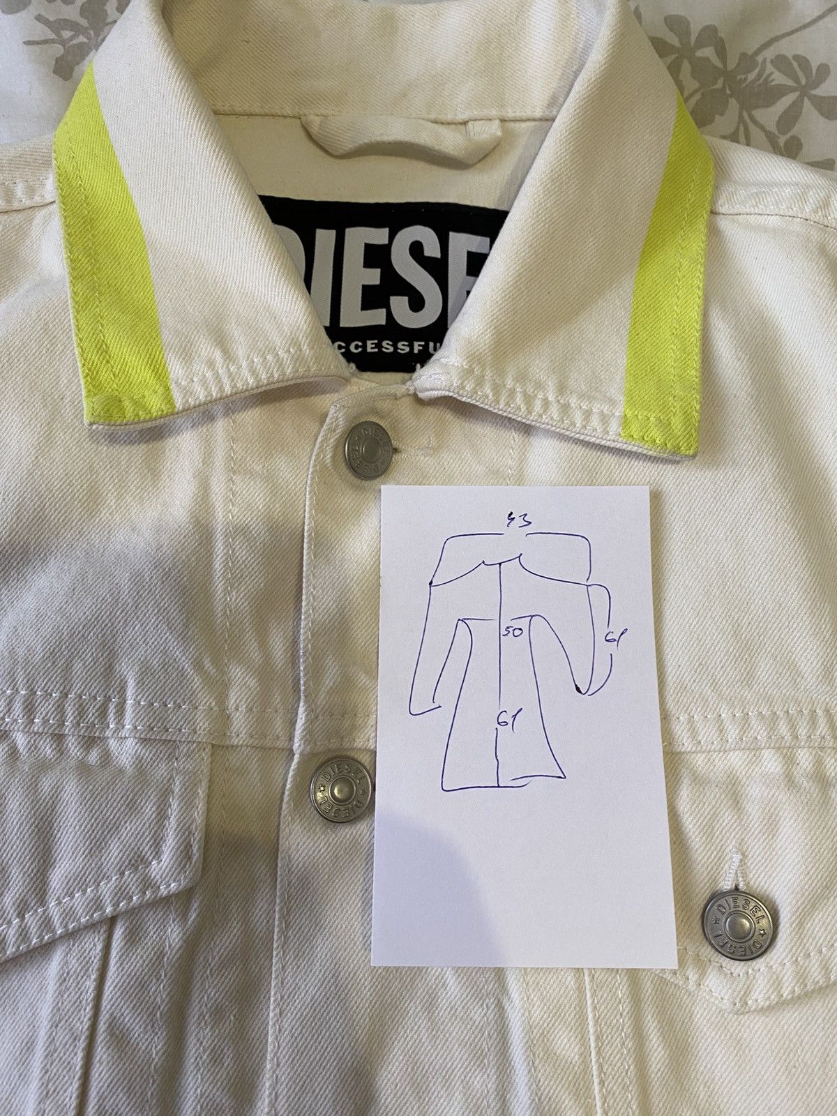 Diesel DIESEL Back Print Cotton White Denim Jacket Mens size small Size US S / EU 44-46 / 1 - 9 Thumbnail