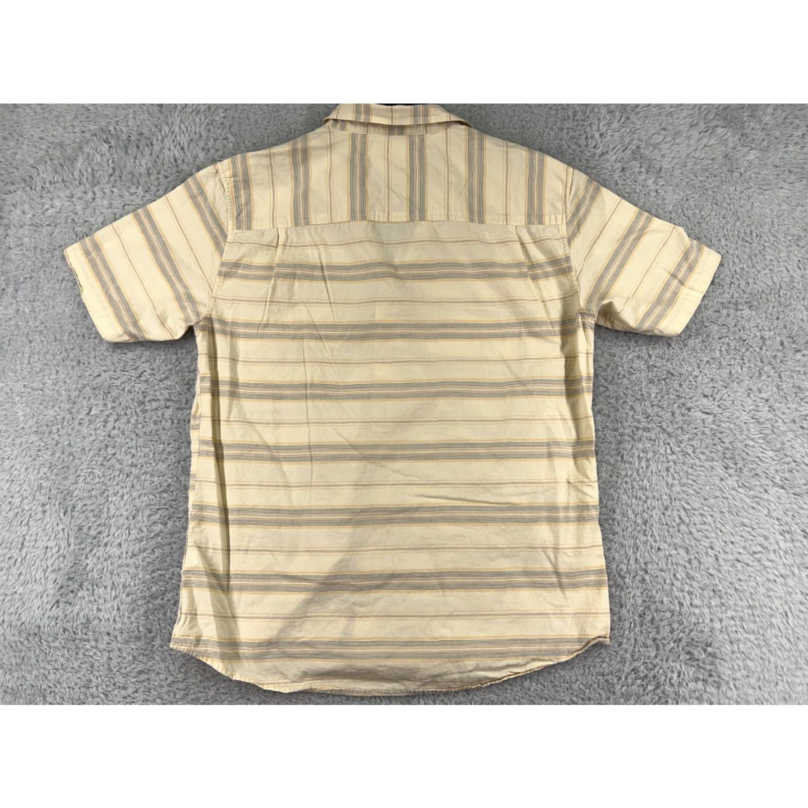 REEF Reef Shirt Mens Large Yellow Gray Striped Button Up 100% Cotton Beach Surf Size US L / EU 52-54 / 3 - 2 Thumbnail