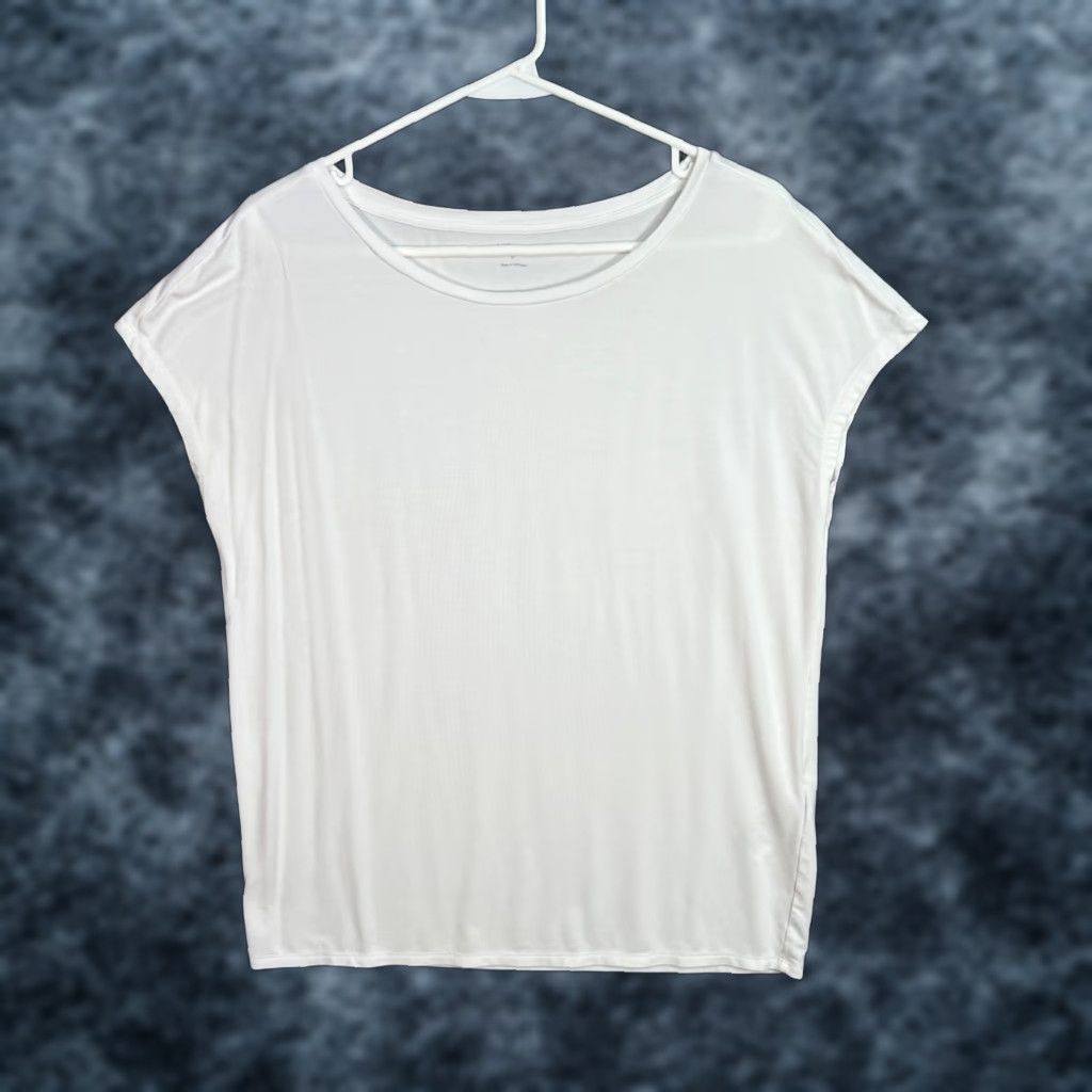 Vintage Daily Ritual White Womens T-Shirt Size Medium Viscose Elastane Blend Shirt Adult Womens Medium White T-Shirt 90s? Size M / US 6-8 / IT 42-44 - 1 Thumbnail