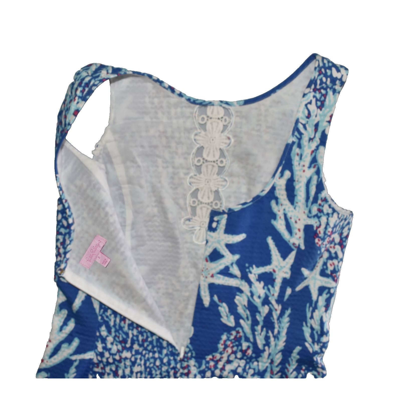 Lilly Pulitzer NEW LILLY PULITZER Cotton Good Reef Lace Trim Dress Sz 2 Size XS / US 0-2 / IT 36-38 - 5 Thumbnail