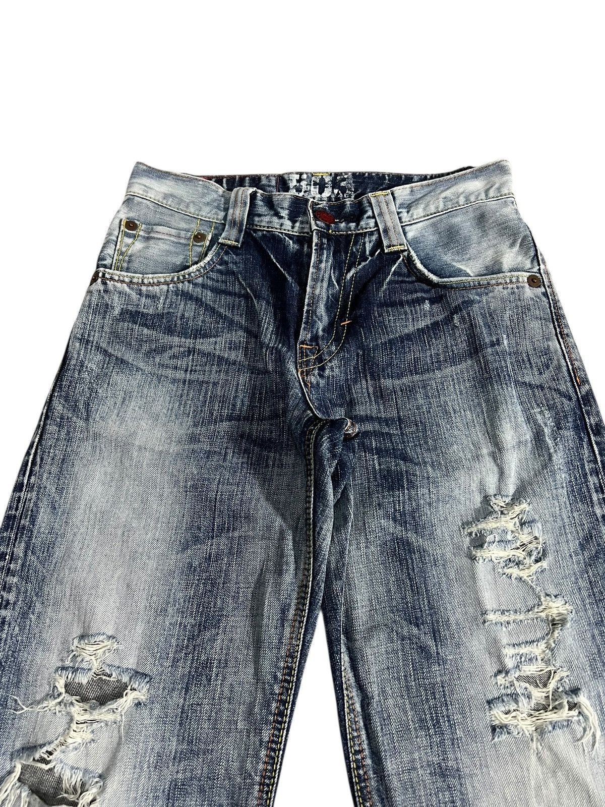Edwin Flare Jean Edwin 503 Blue Trip Faded Distress Japan Style Size US 29 - 3 Thumbnail