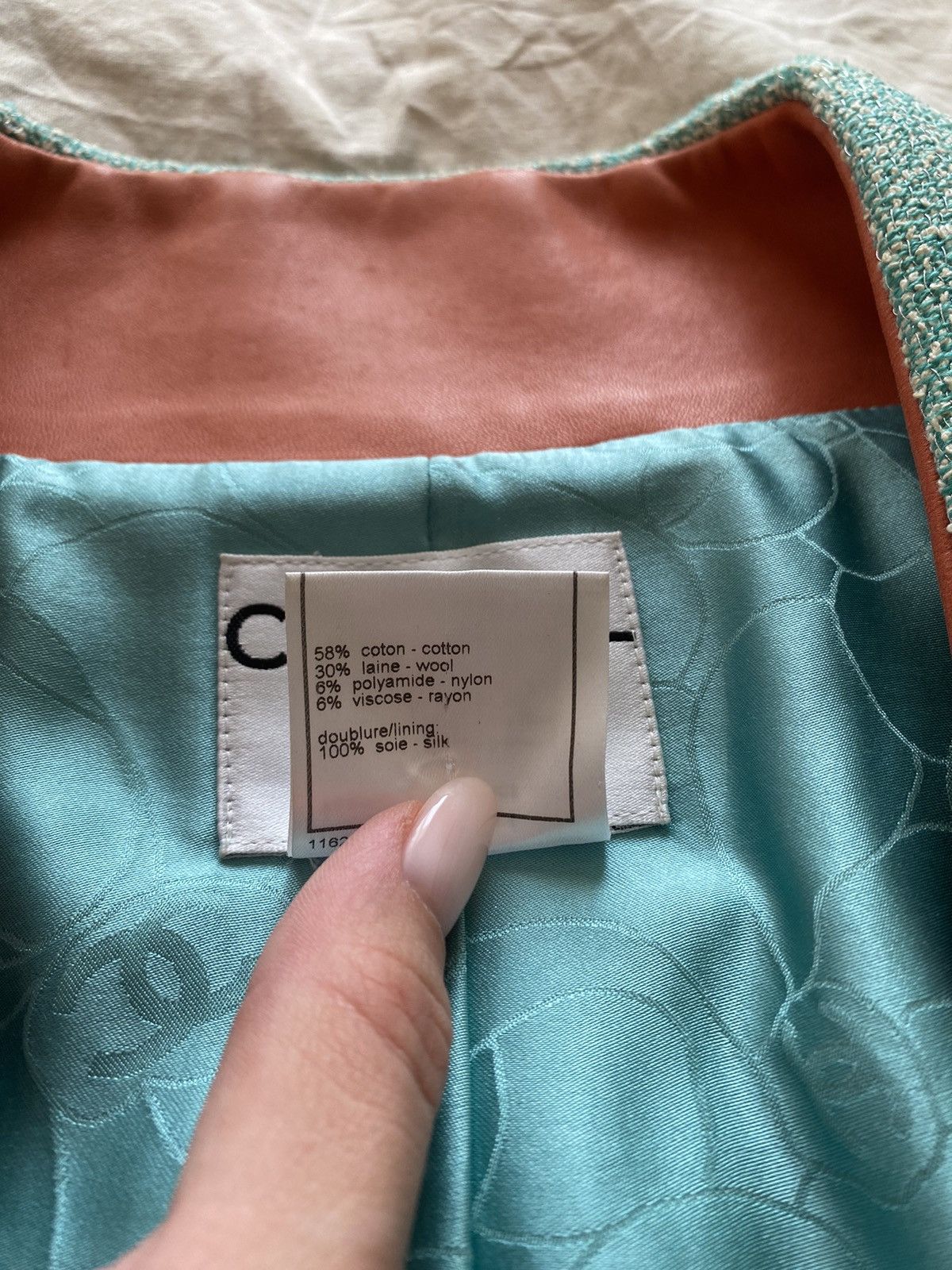 Chanel Vintage CHANEL Pre-Loved Teal Tweed Collared Zip Jacket Size S / US 4 / IT 40 - 3 Thumbnail