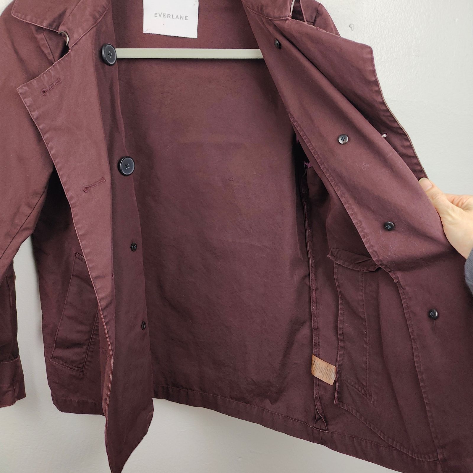 Other Everlane Swing Trench Coat Womens XS Plum Burgundy Cotton Size XS / US 0-2 / IT 36-38 - 5 Thumbnail