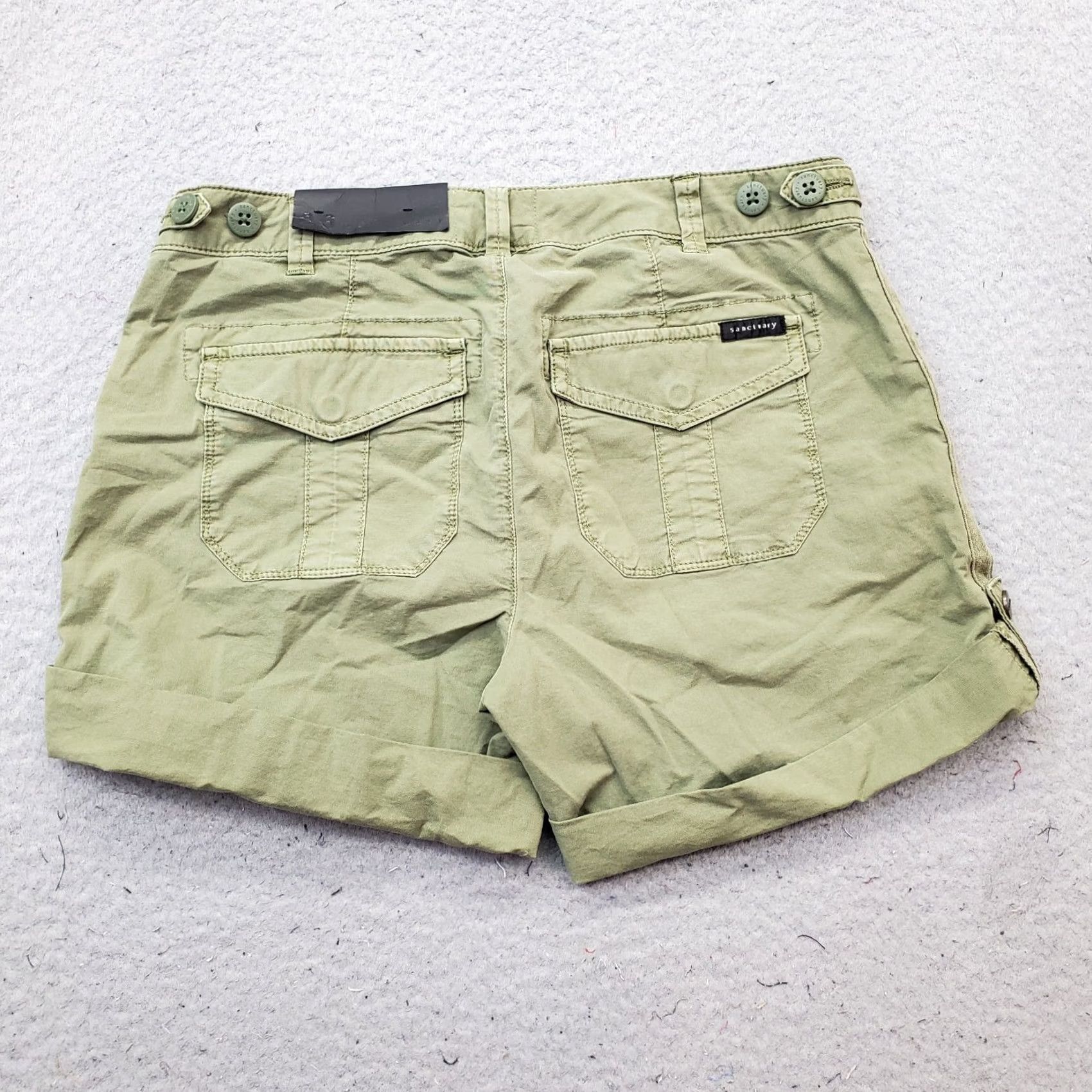 Sanctuary Sanctuary Standard Surplus Wanderer Shorts Womens 26 Green Stretch Cuffed Hem Size 26" / US 2 / IT 38 - 2 Thumbnail