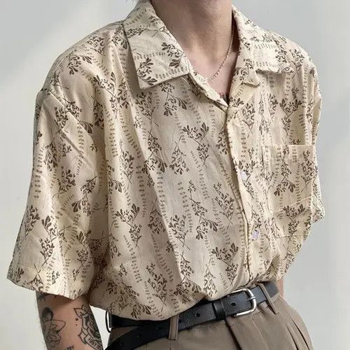 Other Leaves Design Beige Button Up Shirt Size US L / EU 52-54 / 3 - 1 Thumbnail