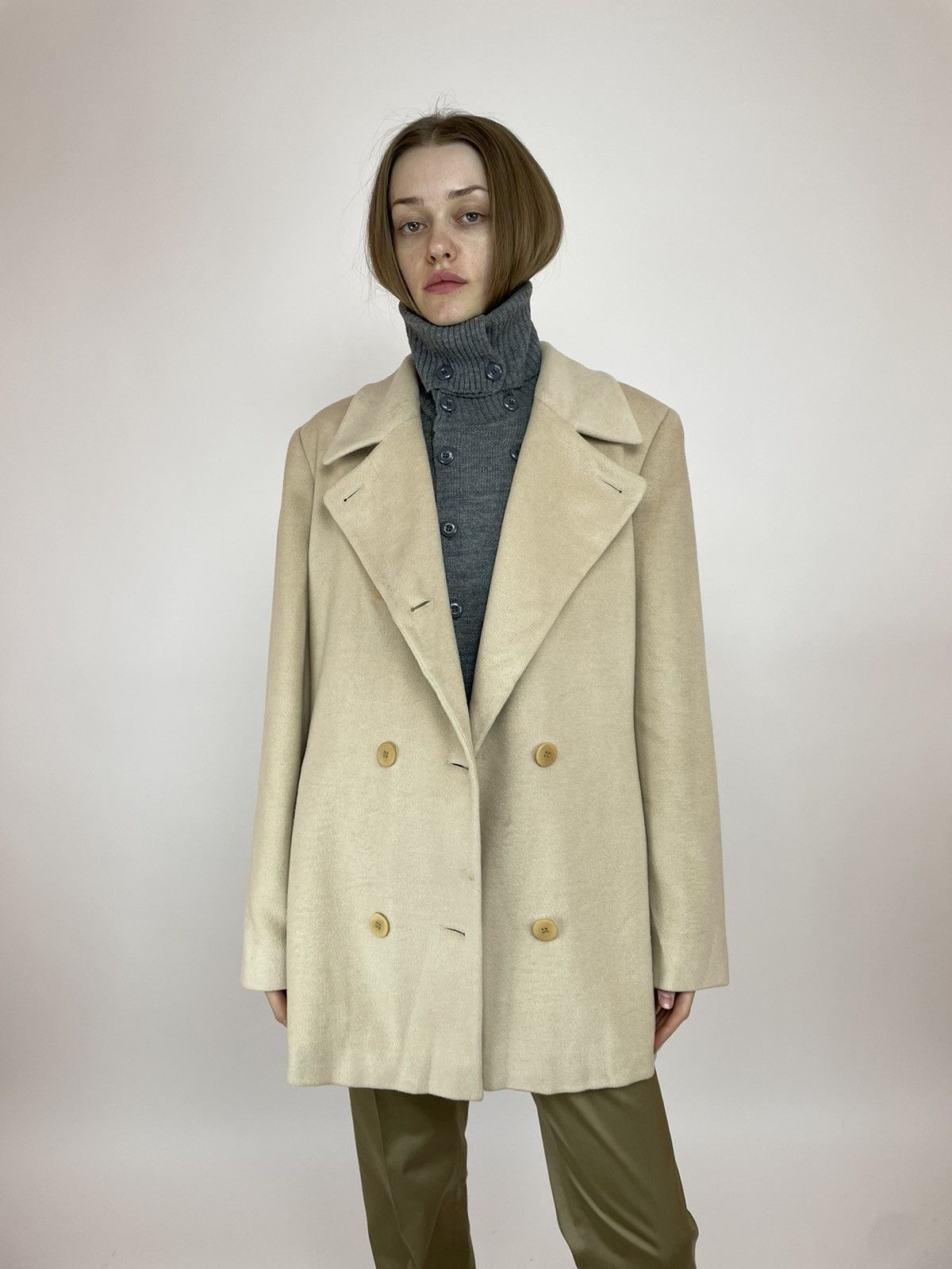 Other MARC CAIN WOOL/Angora BEIGE COAT Double-breasted WOMENS Size M / US 6-8 / IT 42-44 - 7 Thumbnail