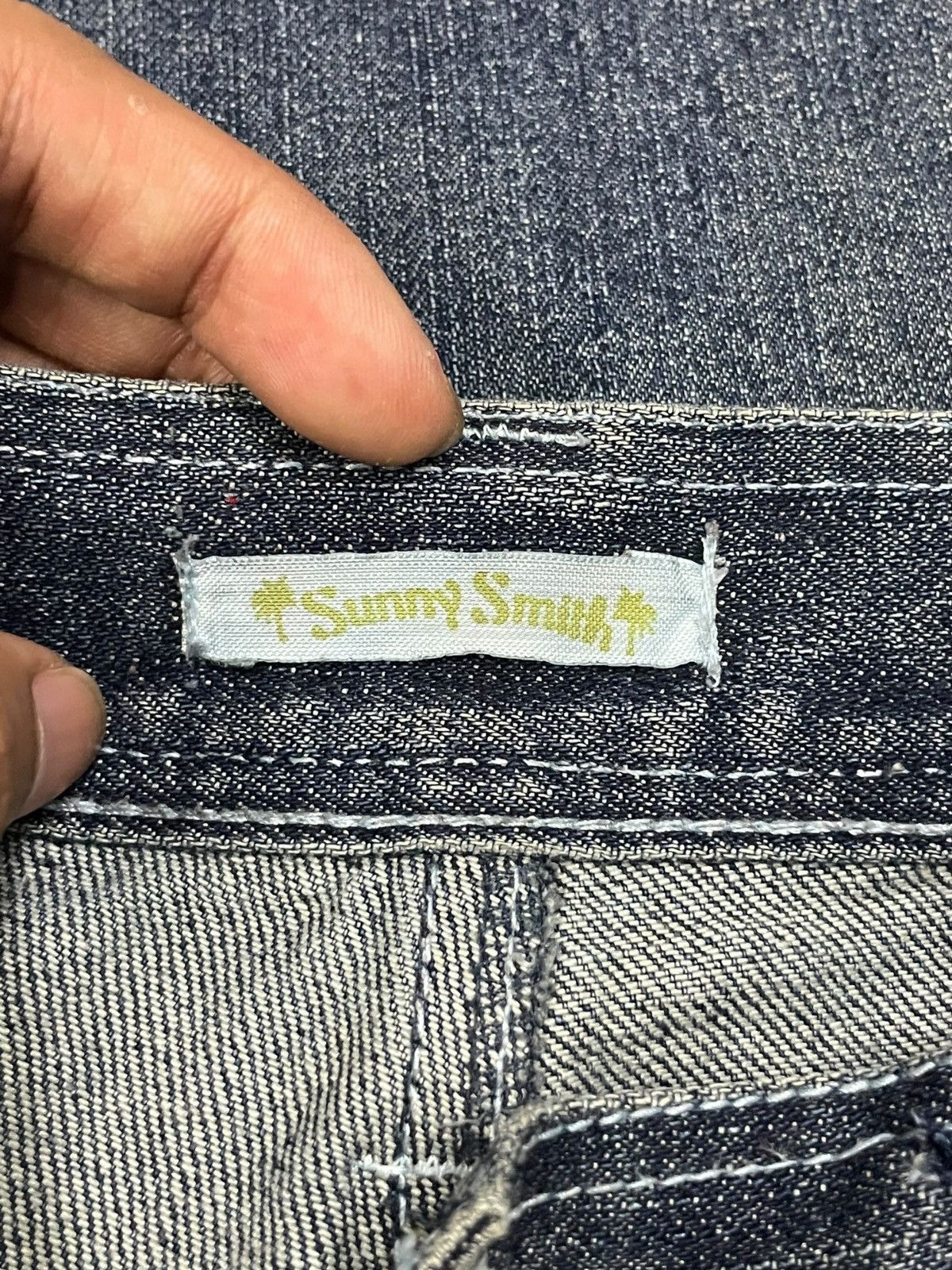 Japanese Brand Vintage Sunny Smith Patches Whiskers Blue Wash Bush Pants Size US 32 / EU 48 - 9 Thumbnail