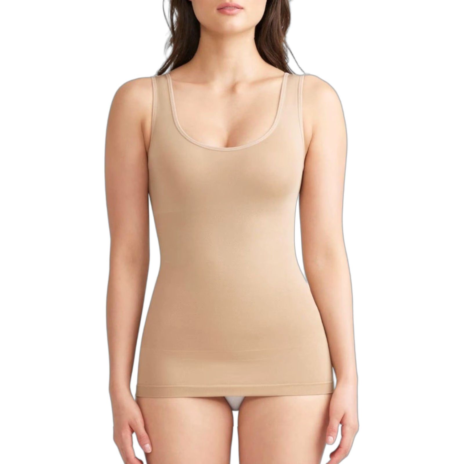 Essentials Essentials By Tummy Tank Women’s Tank - 2 Lot NWT Seamless Shaping Almond Sz M/L Brown NWT Tank Shaping Size M / US 6-8 / IT 42-44 - 1 Thumbnail