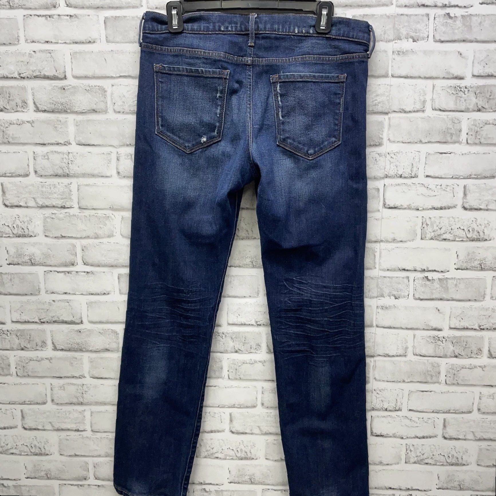 Banana Republic VINTAGE Banana Republic blue distressed cotton blend Skinny Jeans Womens 29x32 Size 29" - 5 Thumbnail