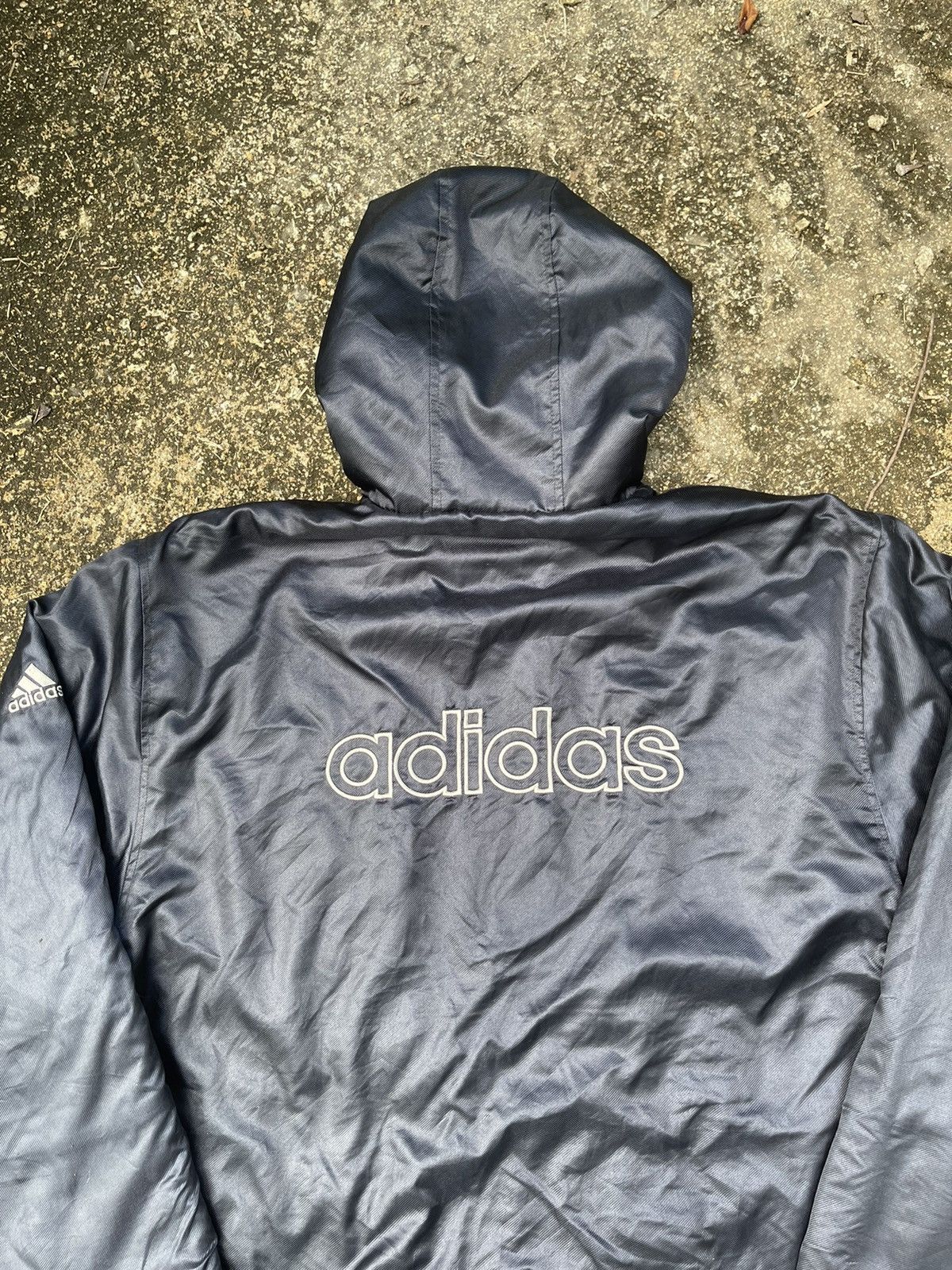 Adidas Vintage Adidas Long Hooded Fleece-Lined Coat (Black) Size US M / EU 48-50 / 2 - 2 Thumbnail