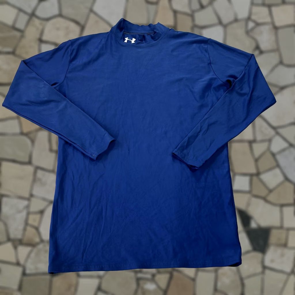 Under Armour Under Armour Shirt Mens XL Blue Long Sleeve Mock Neck Training Base Layer Top Size US XL / EU 56 / 4 - 1 Thumbnail