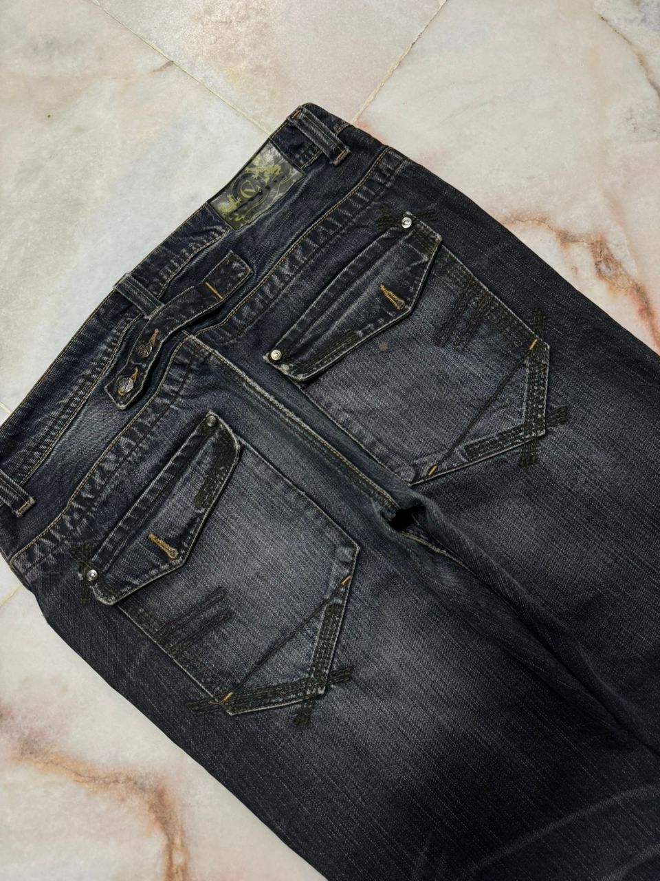 Japanese Brand 💥Insane💥Vintage Carnetdevol Rusty Mudwash Distress Dark Jean Size US 34 / EU 50 - 17 Thumbnail