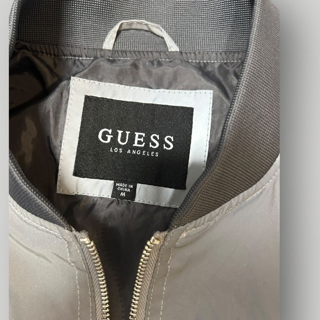 Guess GUESS Los Angeles Reflective Silver Bomber Jacket Zip Up Size US M / EU 48-50 / 2 - 3 Thumbnail