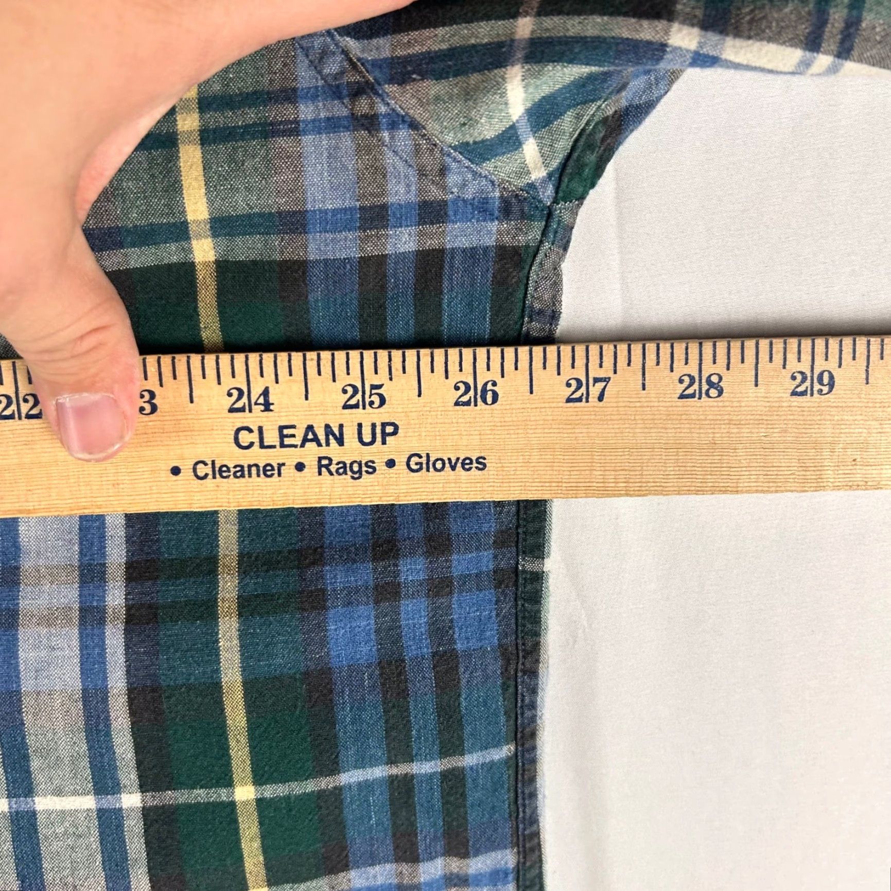 Vintage VINTAGE Adirondack Shirt Indigo Chambray Plaid Long Sleeve Button Up Mens 2XL Green Plaid Button-Up Chest Pocket Casual Fall Winter Mens Size US XXL / EU 58 / 5 - 7 Thumbnail