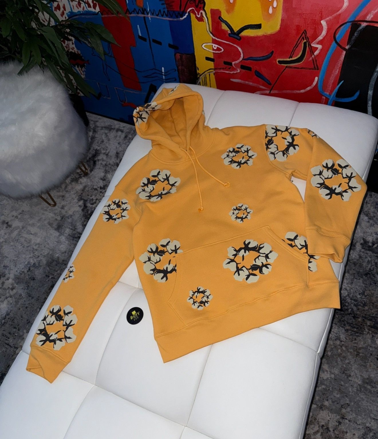 Cactus denim wreath hoodie