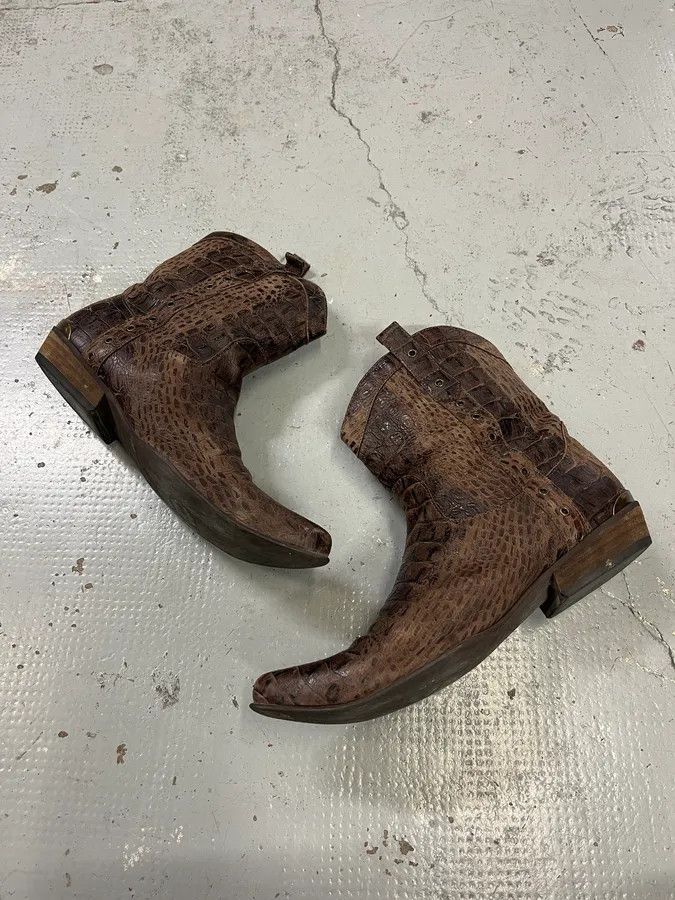 Just Cavalli AW2008 Cavalli Brown Leather Crocodile Embossed Boots Size US 10 / EU 43 - 2 Thumbnail
