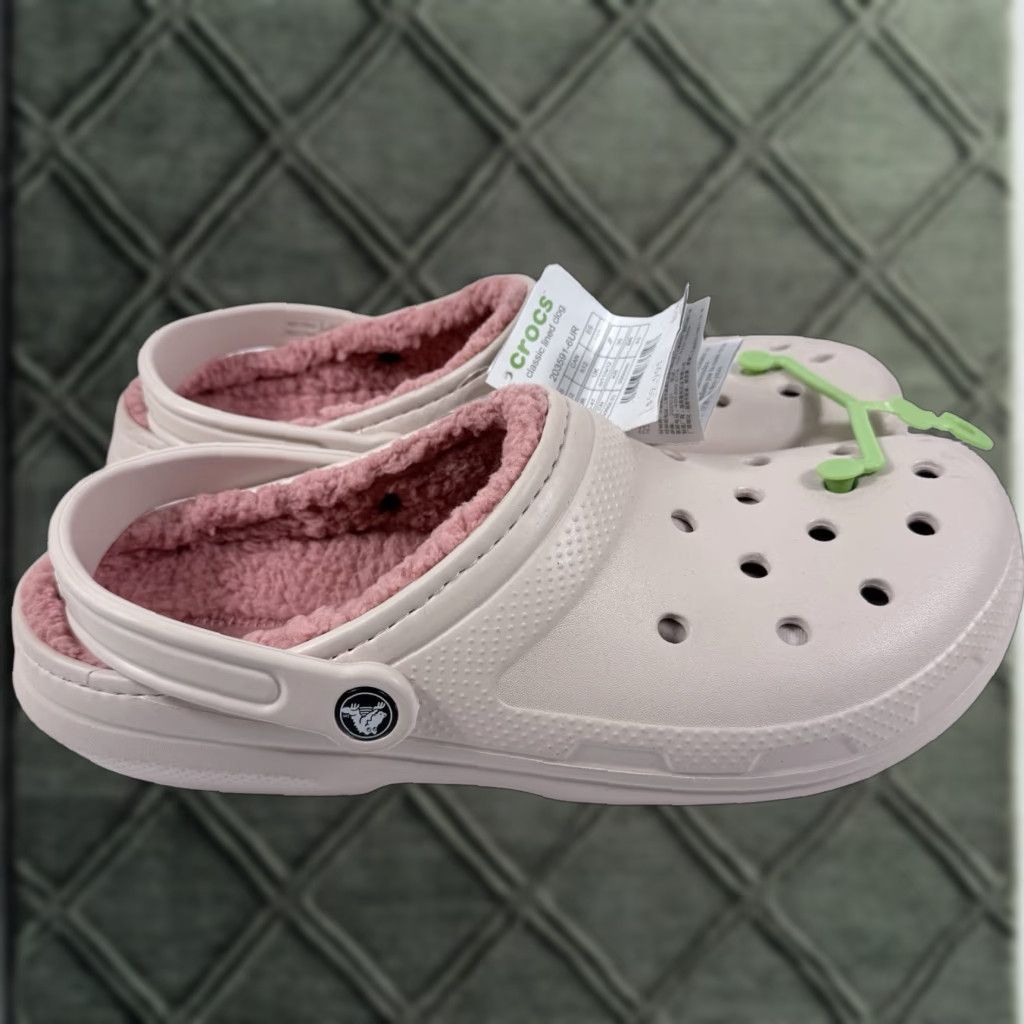 Crocs Crocs Classic Fuzzy Lined Clogs Men Quartz Rubber Slip-On Casual Size 12 Pink Size US 12 / EU 45 - 1 Thumbnail