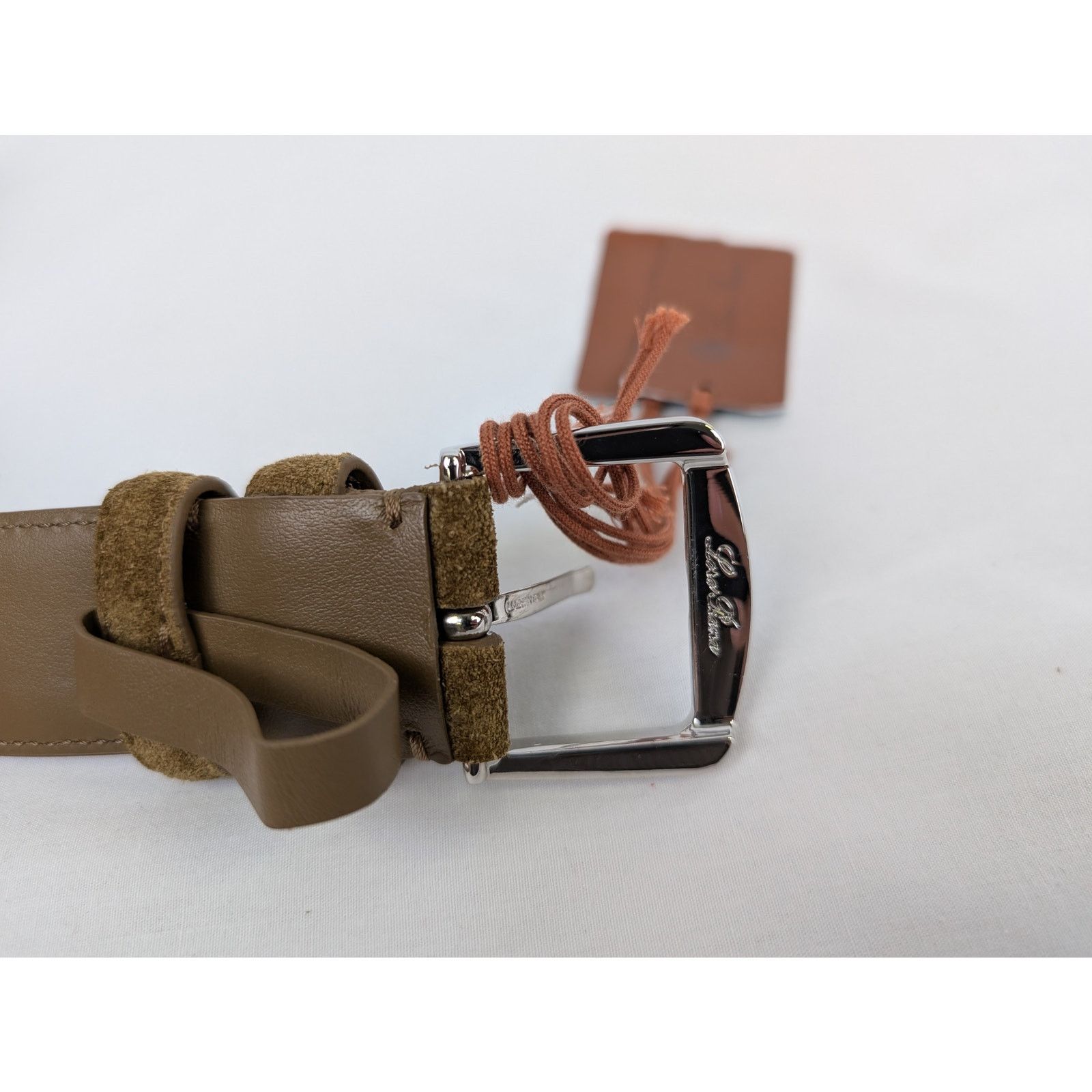 Loro Piana o1rshd1 Size: 105 / Men's 100% Suede Calf Split Belt Brown Size 42 - 6 Thumbnail