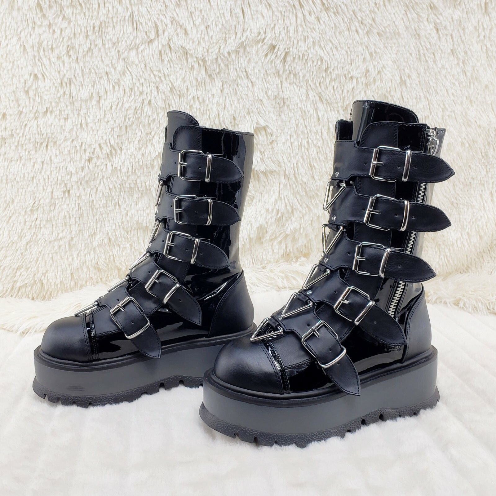 Other DEMONIA Slacker 160 Multi Strap Goth Punk Platform Calf Boot Size US 8 / IT 38 - 6 Thumbnail