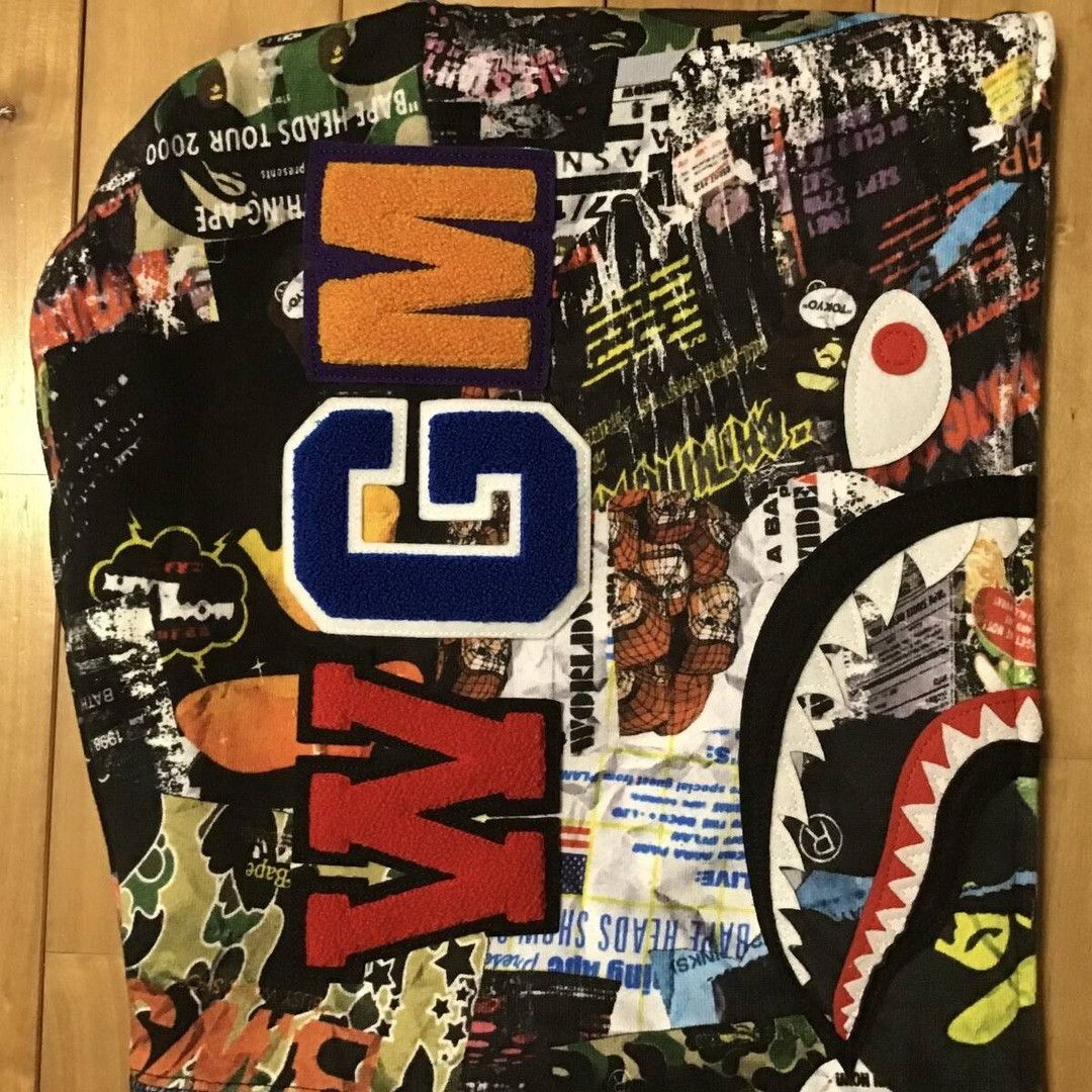 Bape BAPE Flyer Pattern Shark Full Zip Hoodie a bathing ape Size US XL / EU 56 / 4 - 4 Thumbnail
