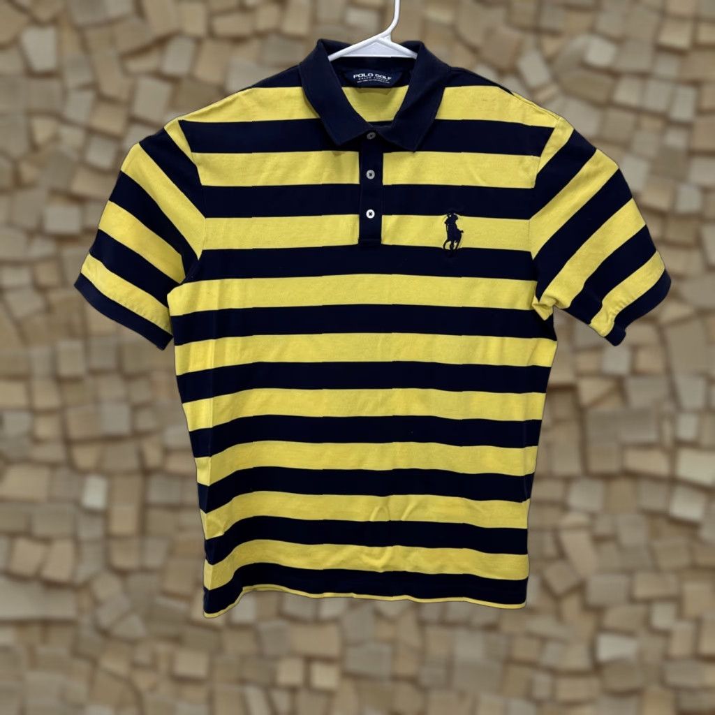 Ralph Lauren Polo Golf Ralph Lauren Polo Shirt Mens Medium Blue Yellow Stripe Big Pony Pima Size US M / EU 48-50 / 2 - 1 Thumbnail