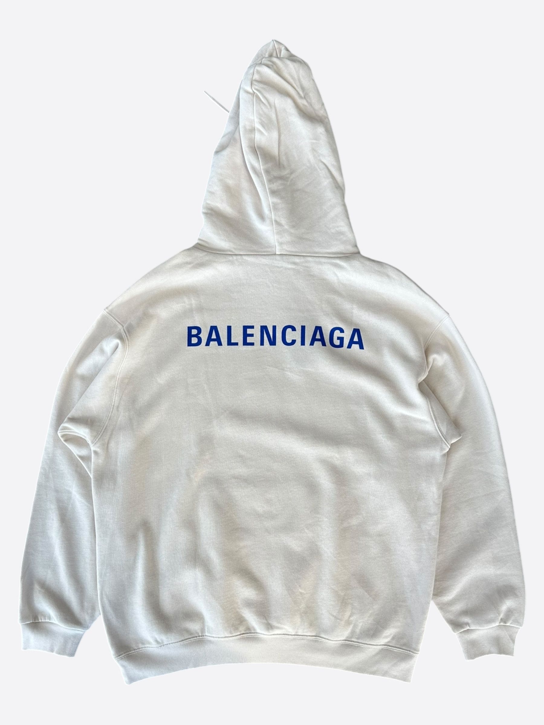 Balenciaga Balenciaga Beige & Blue Logo Hoodie Size US L / EU 52-54 / 3 - 2 Thumbnail