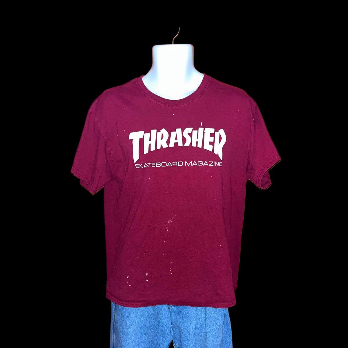 Thrasher thrasher magazine maroon tee with paint Size US L / EU 52-54 / 3 - 1 Thumbnail
