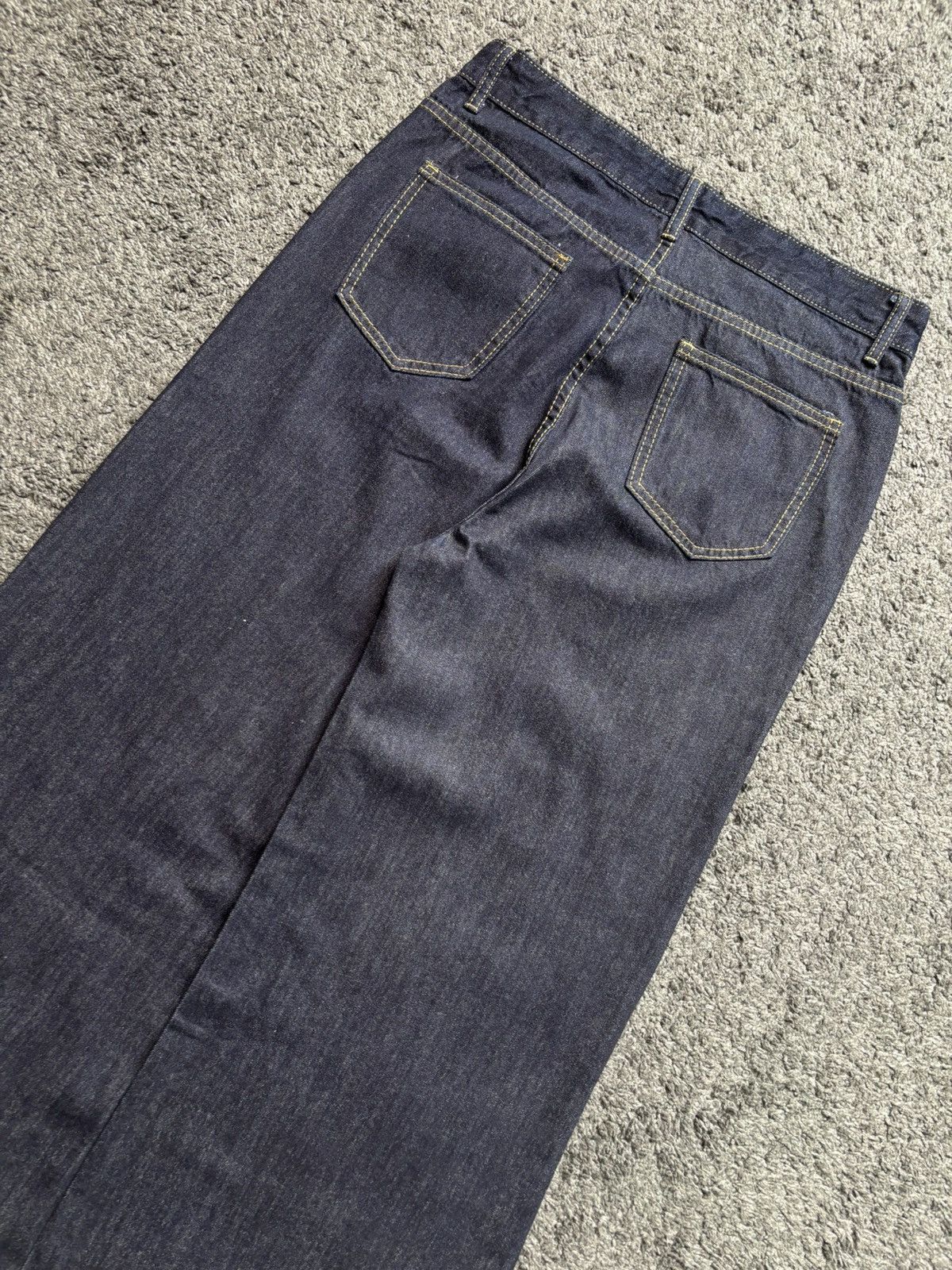 Jean × Vintage Vintage streetwear yellow stitches marine blue baggy jeans Size US 35 - 13 Thumbnail