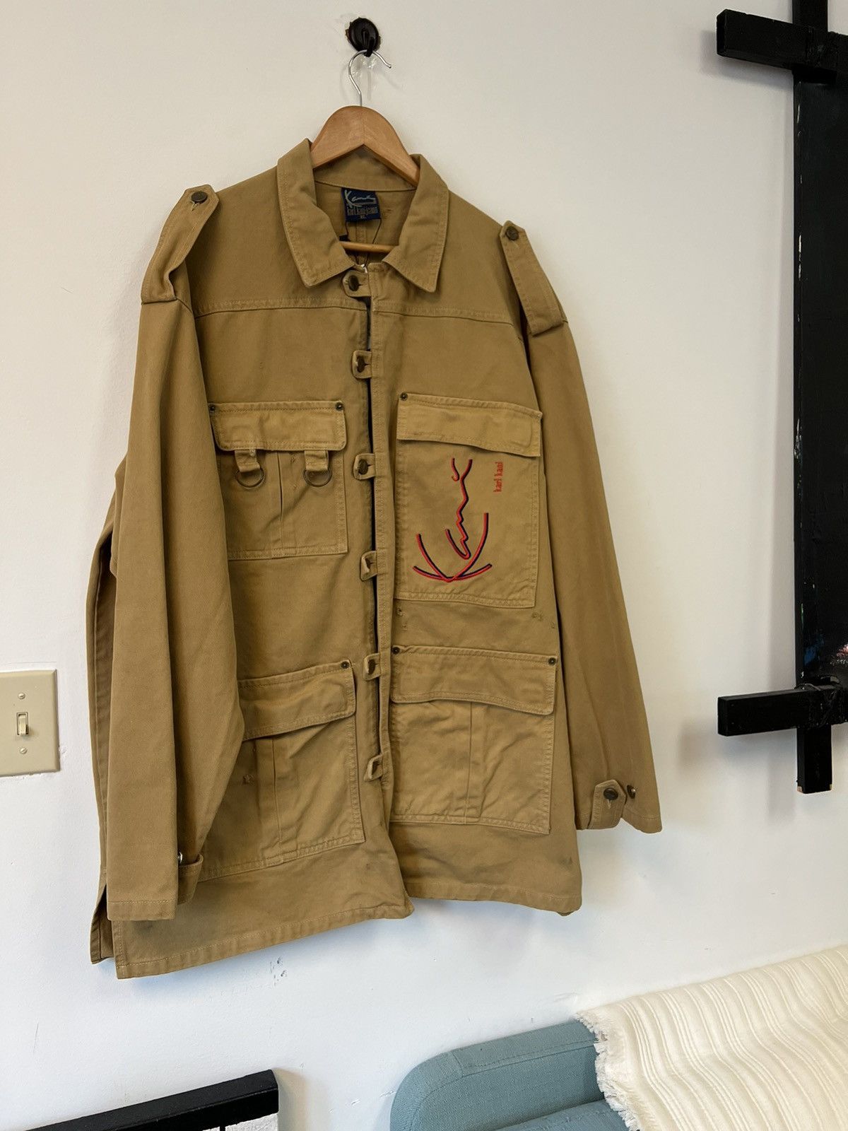 image of 90’S Karl Kani Military Style Coat in Brown, Men's (Size XL)