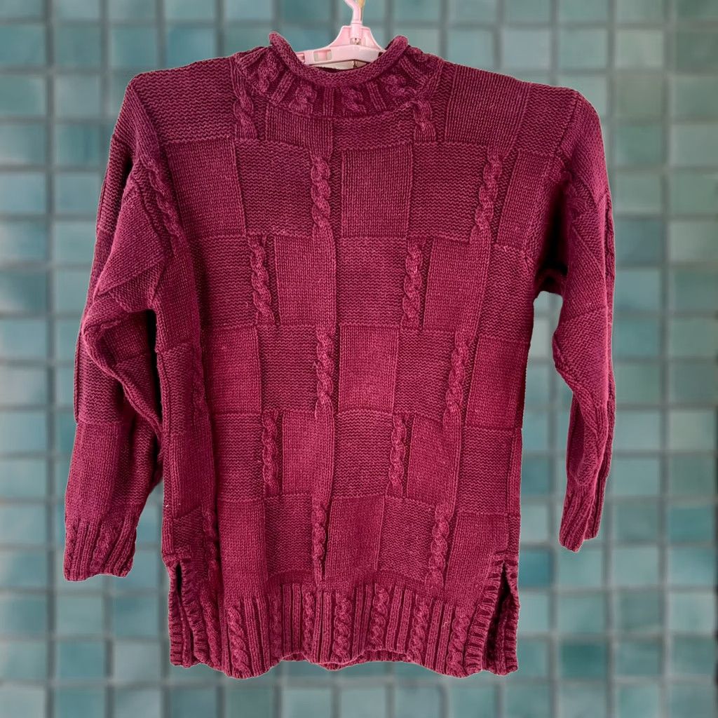 Vintage VINTAGE Yarnworks Womens Long Sleeves Braided Geometrical Maroon Knit Sweater M Womens Size M / US 6-8 / IT 42-44 - 1 Thumbnail