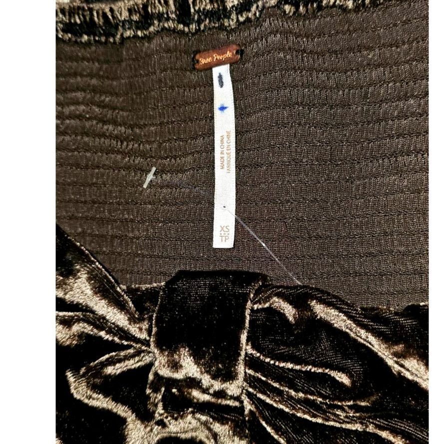 Free People New Free People Bridgette Velvet Top $128 X-SMALL Brown Size XS / US 0-2 / IT 36-38 - 6 Thumbnail