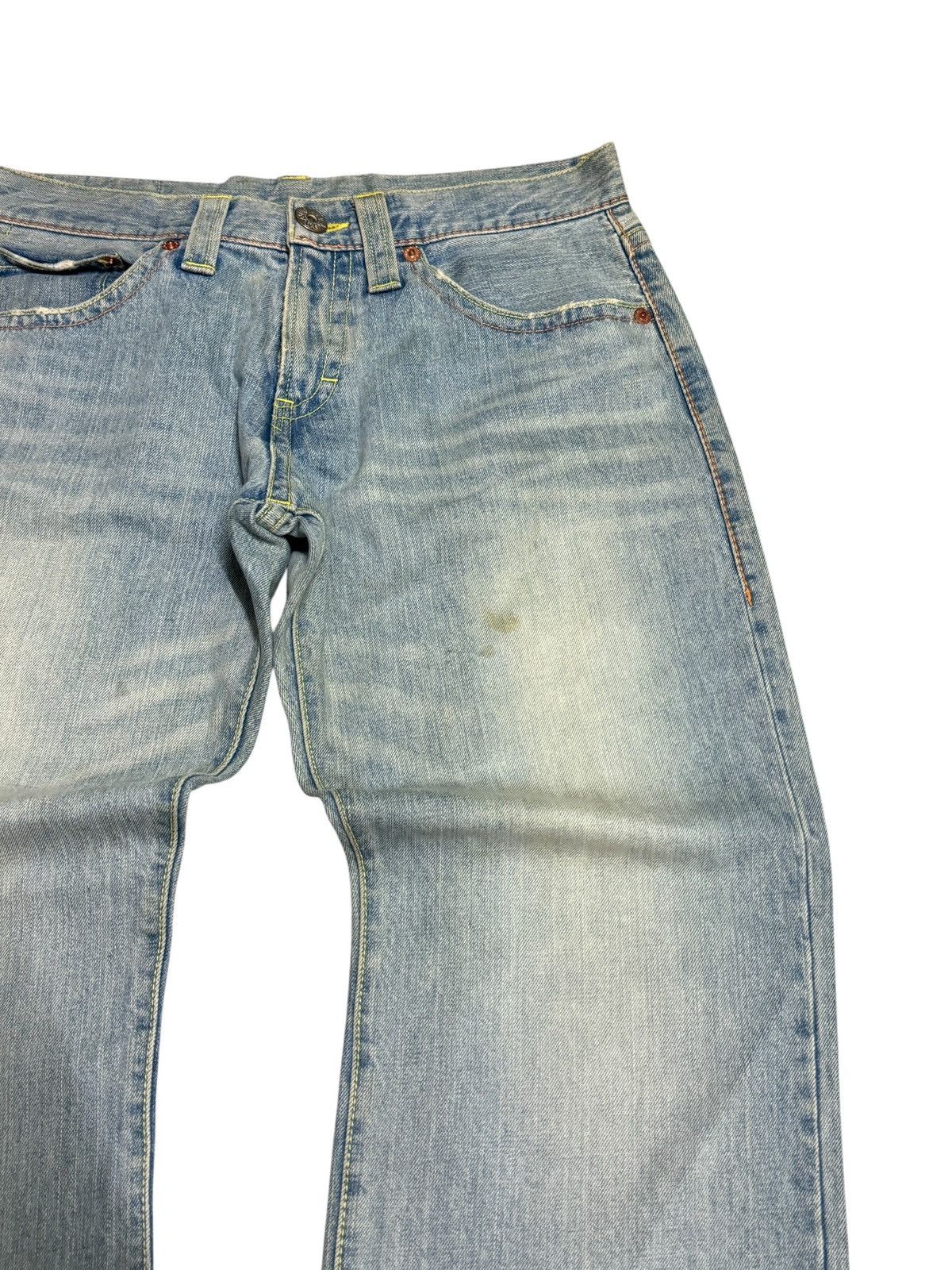 Japanese Brand COCOLULU Printed Washed Blue Yellow Stitching Daicock Denim Size US 34 / EU 50 - 5 Thumbnail