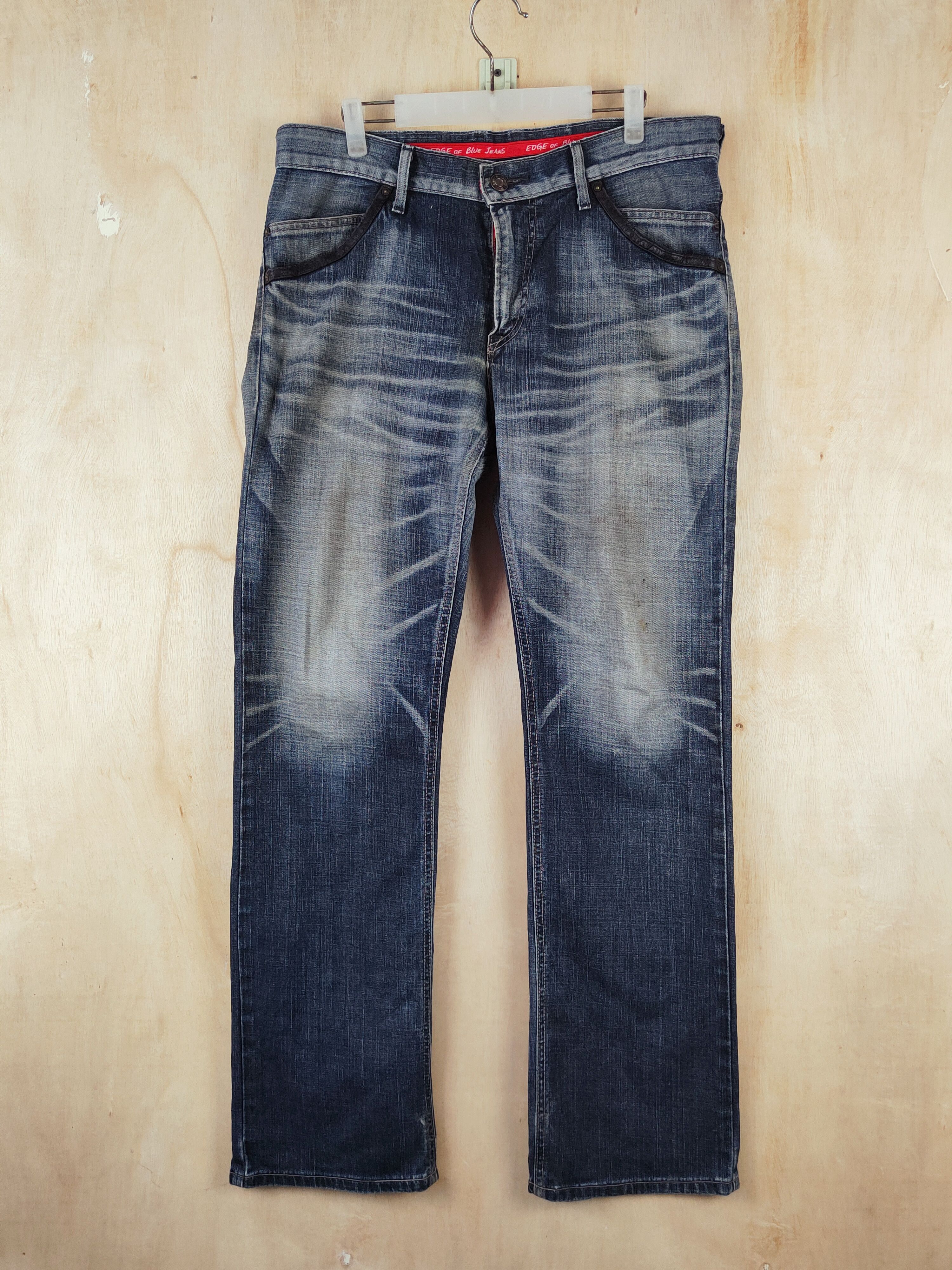 Edwin Edwin Dark Blue Distressed Ripped Jeans #S2673 Size US 35 - 1 Thumbnail