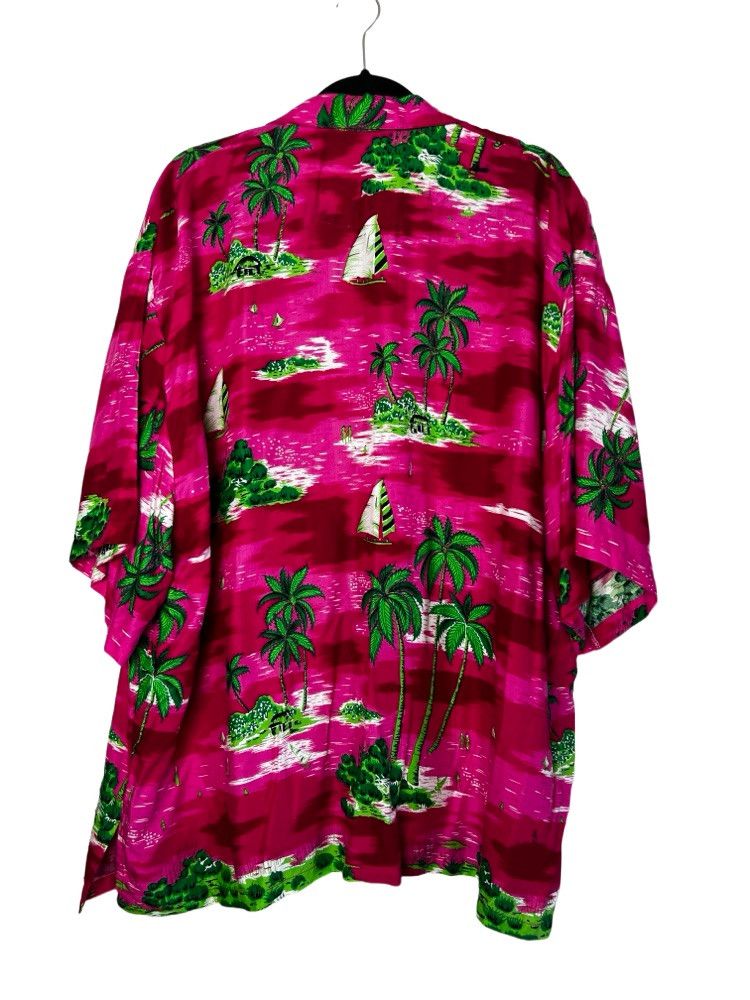 Vintage 1980's Super Way Hot Pink Aloha Luau Island Print Button Up Size US XXL / EU 58 / 5 - 2 Thumbnail